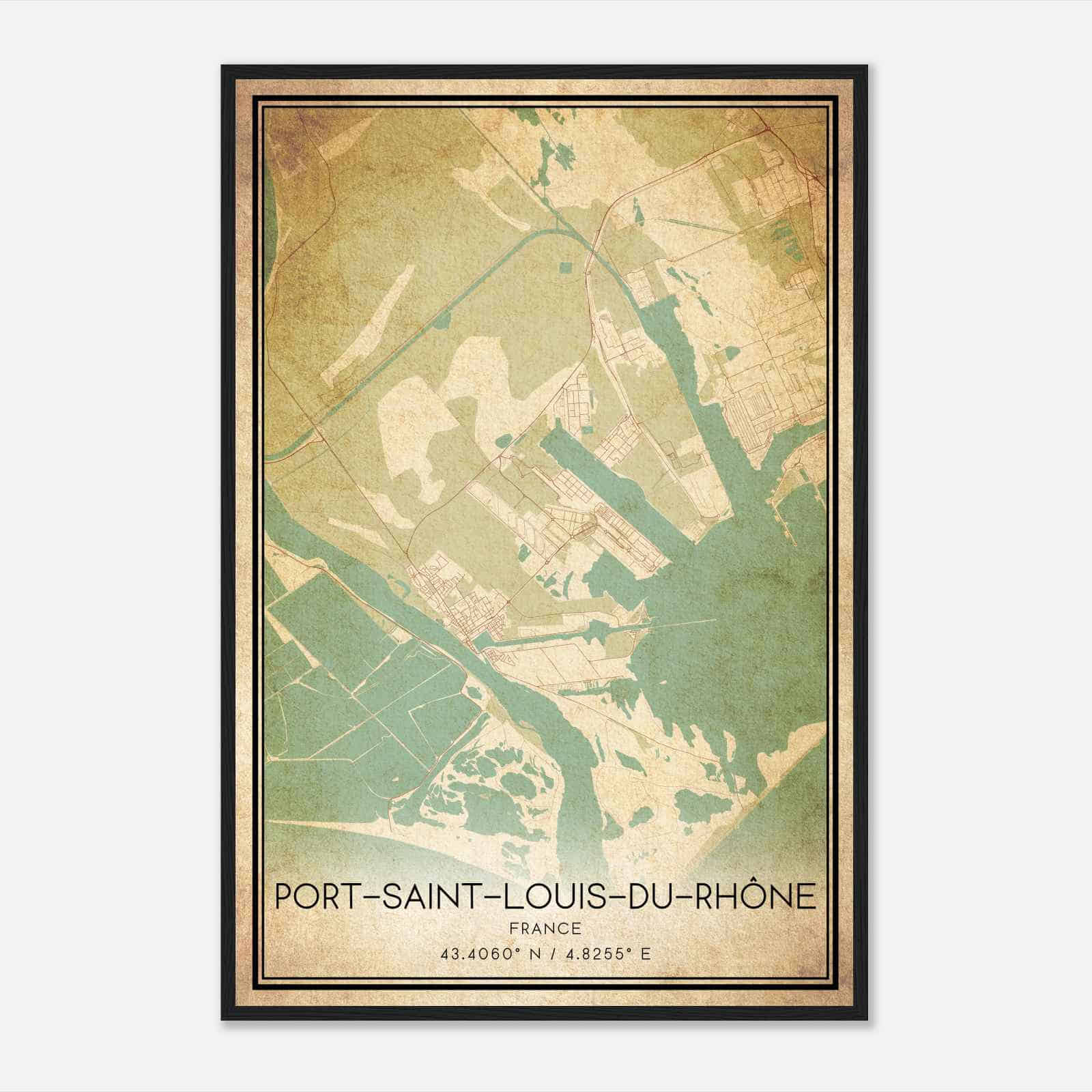 Vintage Port-Saint-Louis-du-Rhone France Map Poster, Port-Saint-Louis-du-Rhone City Road Wall Art Print