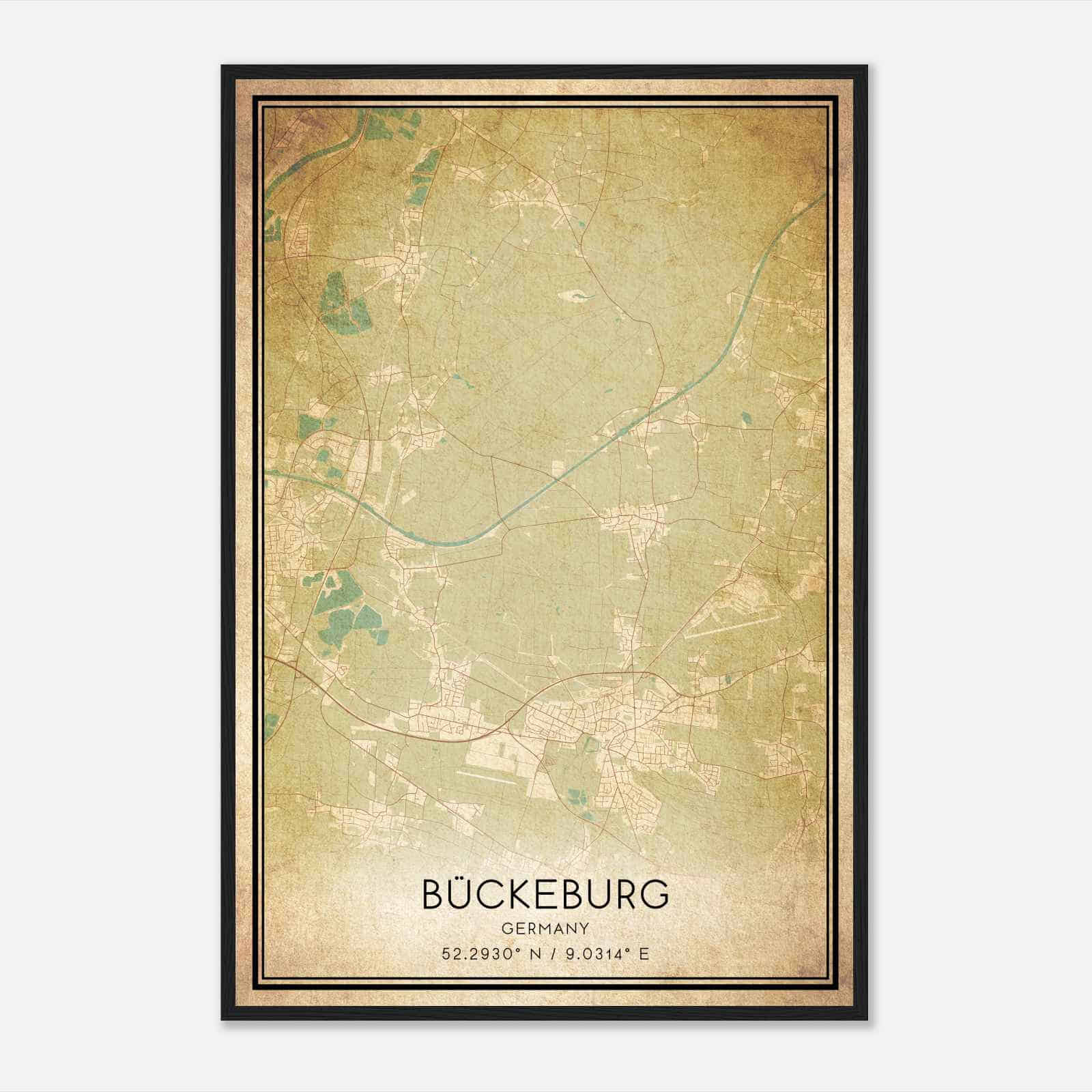 Vintage Buckeburg Germany Map Poster, Buckeburg City Road Wall Art Print