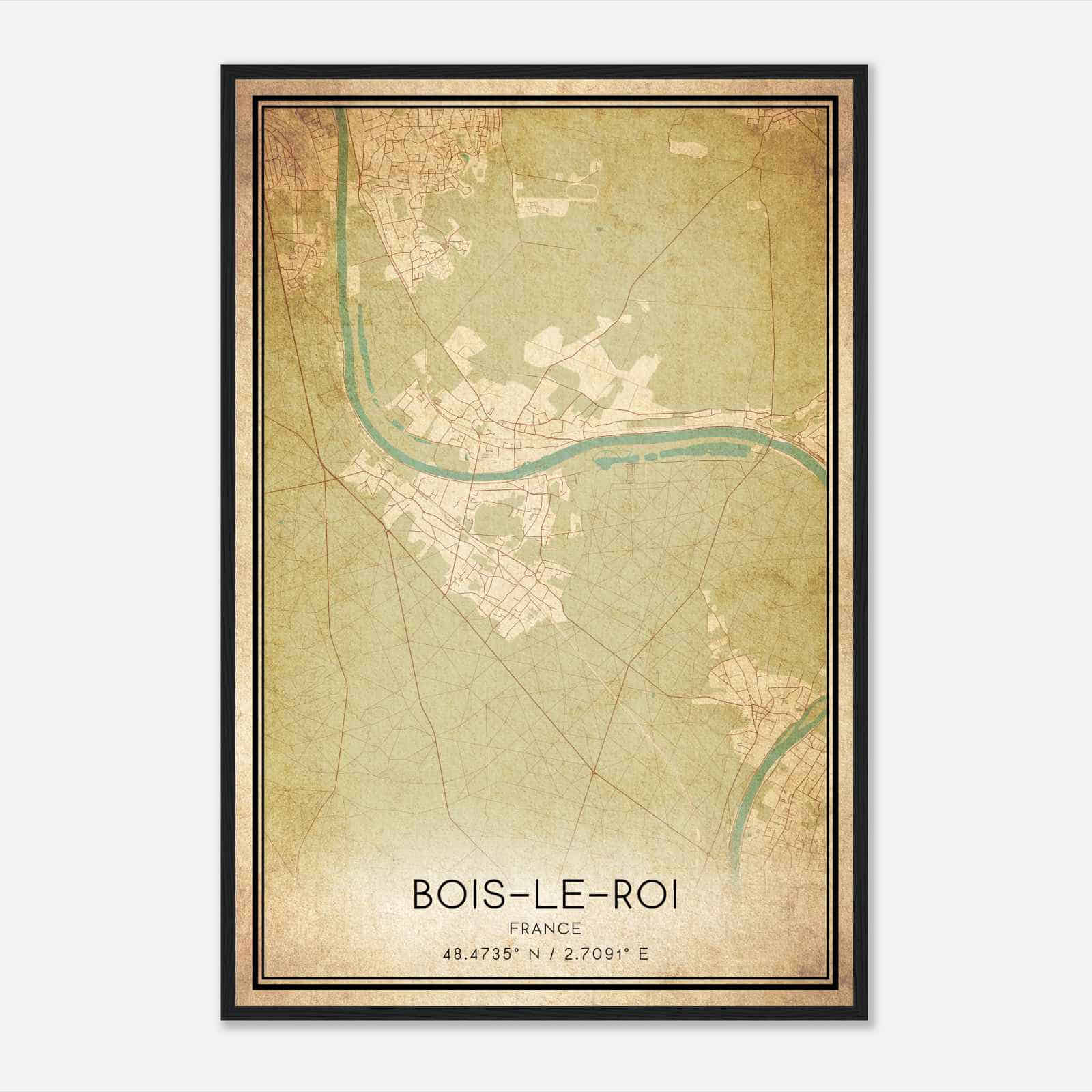 Vintage Bois-le-Roi France Map Poster, Bois-le-Roi City Road Wall Art Print Vintage Bois-le-Roi France Map Poster, Bois-le-Roi City Road Wall Art Print
