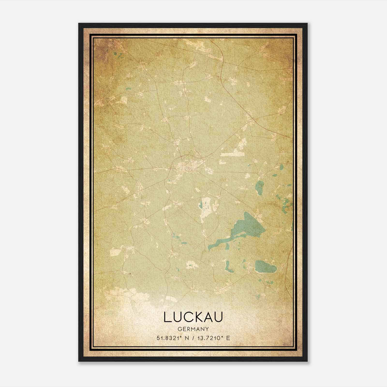 Vintage Luckau Germany Map Poster, Luckau City Road Wall Art Print Vintage Luckau Germany Map Poster, Luckau City Road Wall Art Print