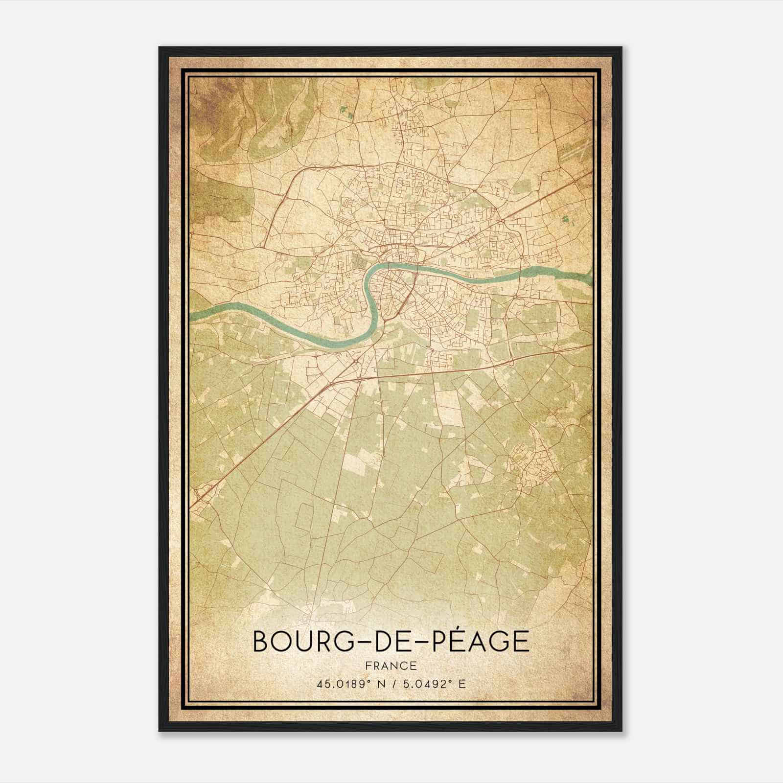 Vintage Bourg-de-Peage France Map Poster, Bourg-de-Peage City Road Wall Art Print Vintage Bourg-de-Peage France Map Poster, Bourg-de-Peage City Road Wall Art Print
