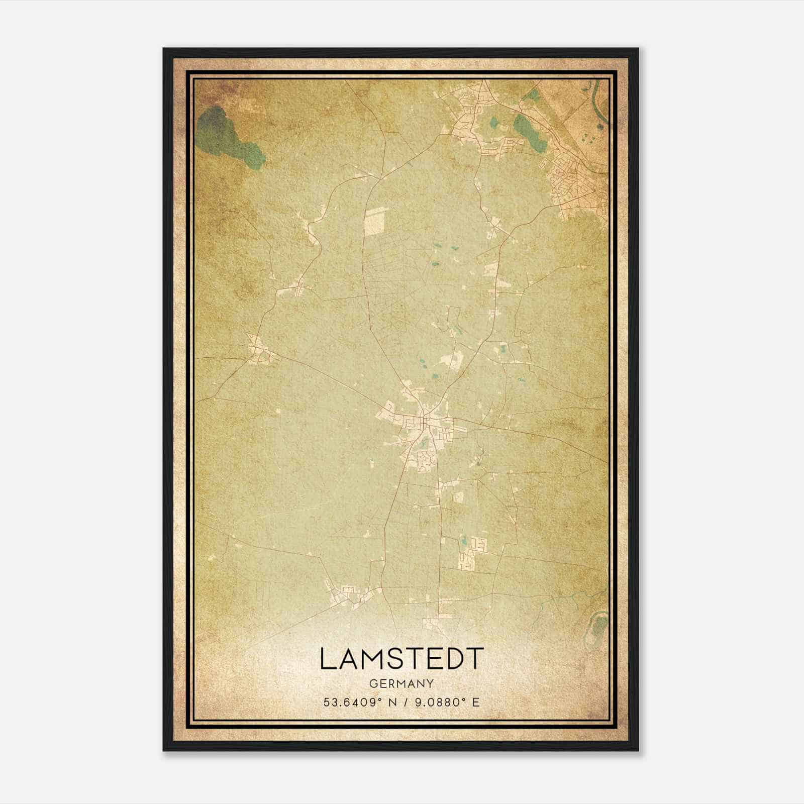 Vintage Lahstedt Germany Map Poster, Lahstedt City Road Wall Art Print