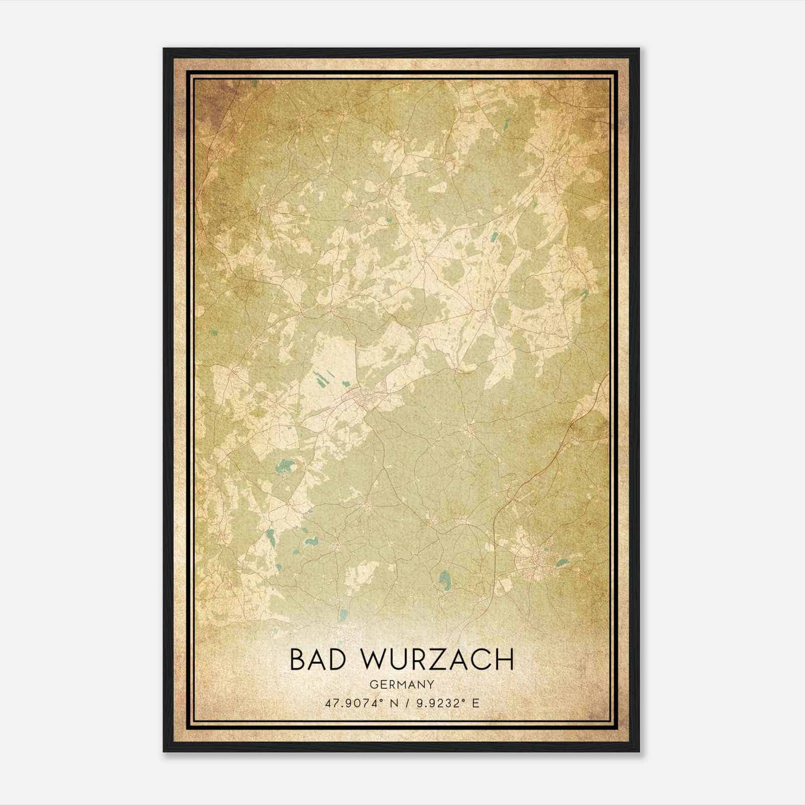 Vintage Bad Wurzach Germany Map Poster, Bad Wurzach City Road Wall Art Print