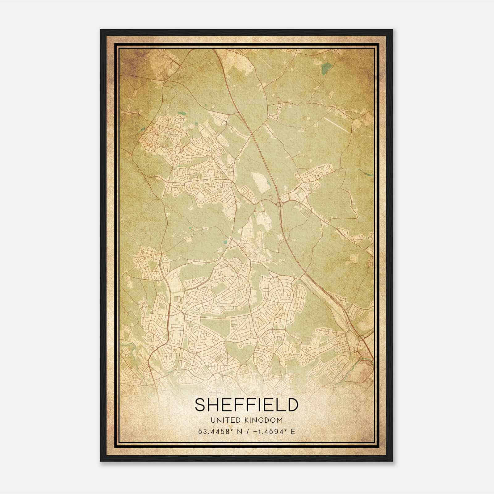 Vintage Ecclesfield United Kingdom Map Poster, Ecclesfield City Road Wall Art Print