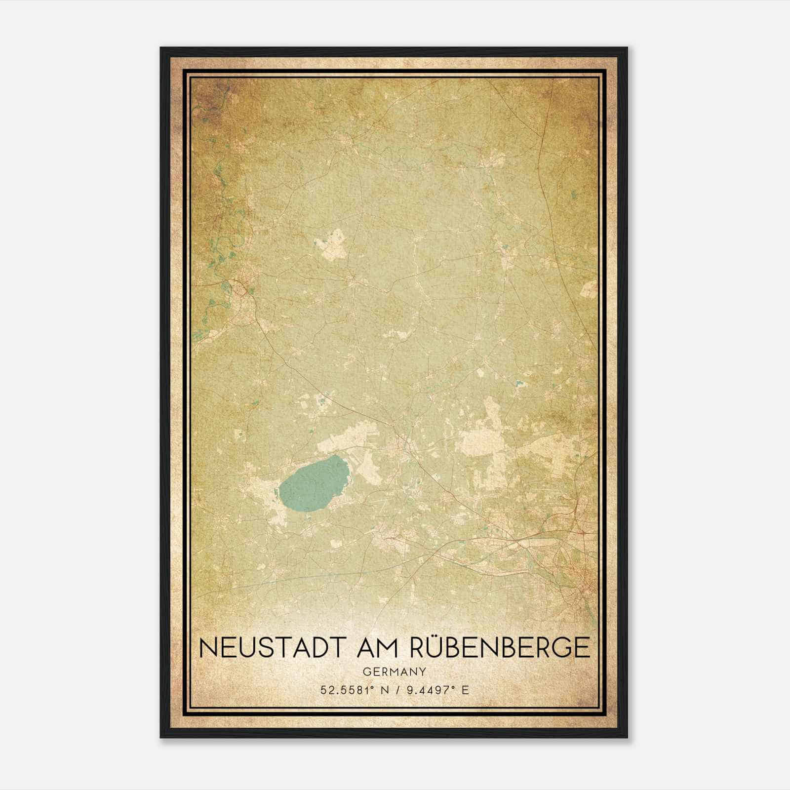 Vintage Neustadt am Rubenberge Germany Map Poster, Neustadt am Rubenberge City Road Wall Art Print