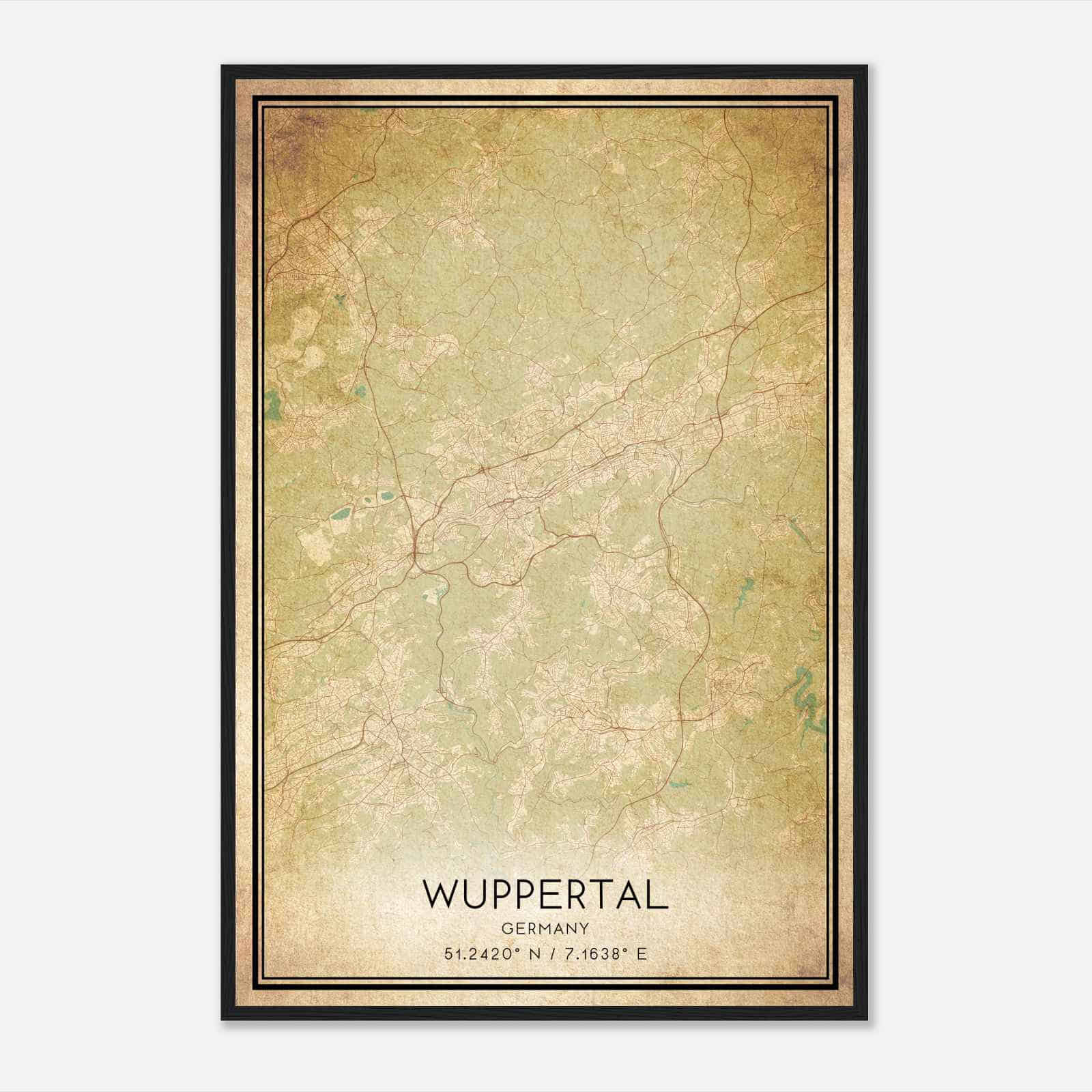 Vintage Wuppertal Germany Map Poster, Wuppertal City Road Wall Art Print