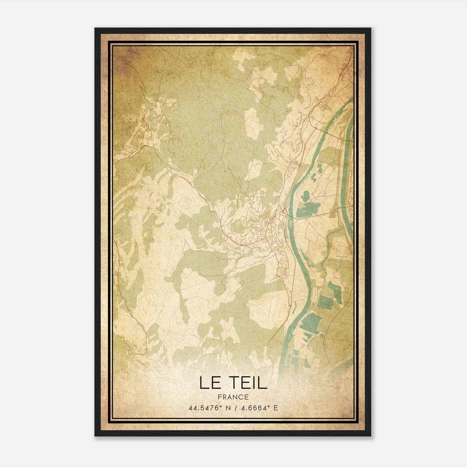 Vintage Le Teil France Map Poster, Le Teil City Road Wall Art Print