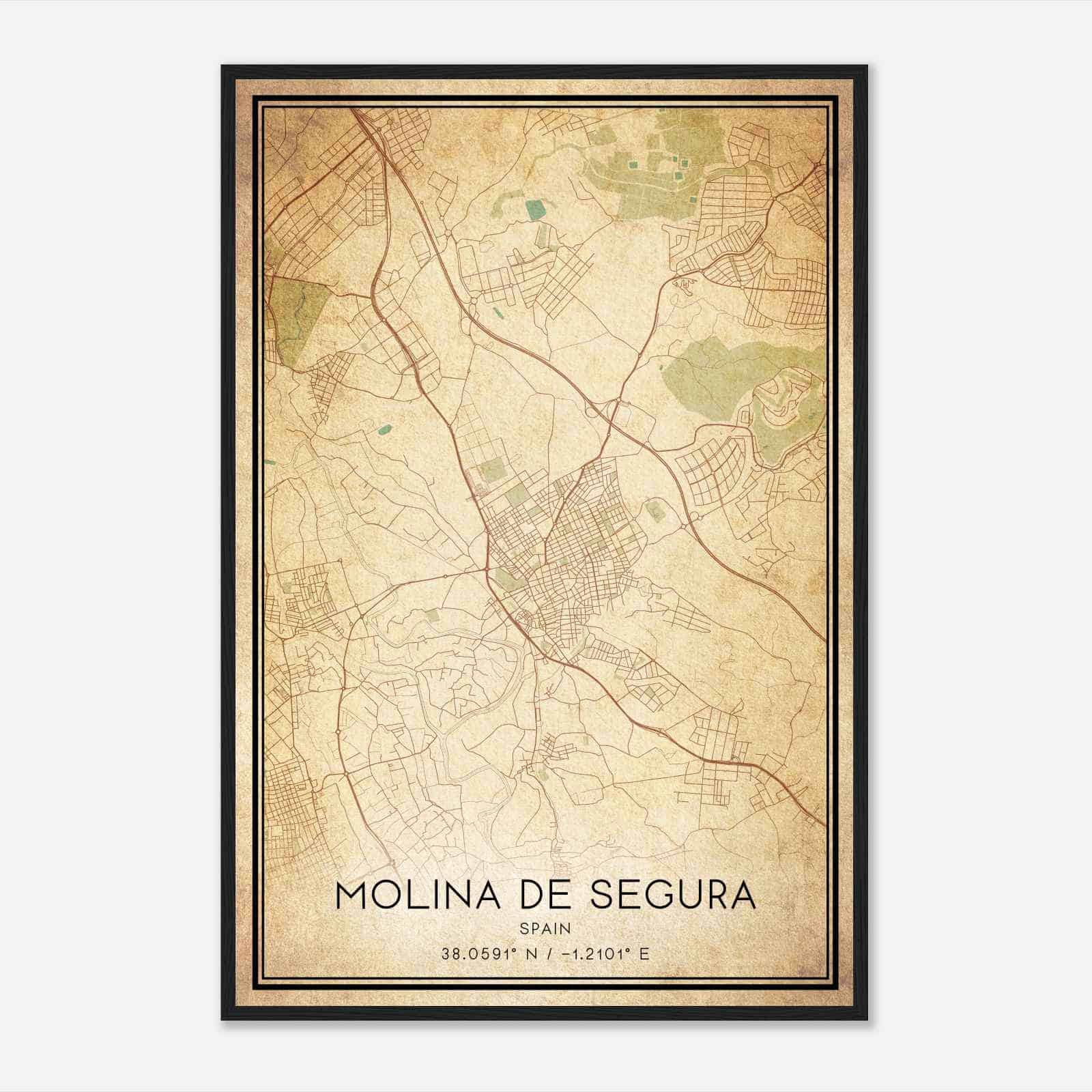 Vintage Molina de Segura Spain Map Poster, Molina de Segura City Road Wall Art Print
