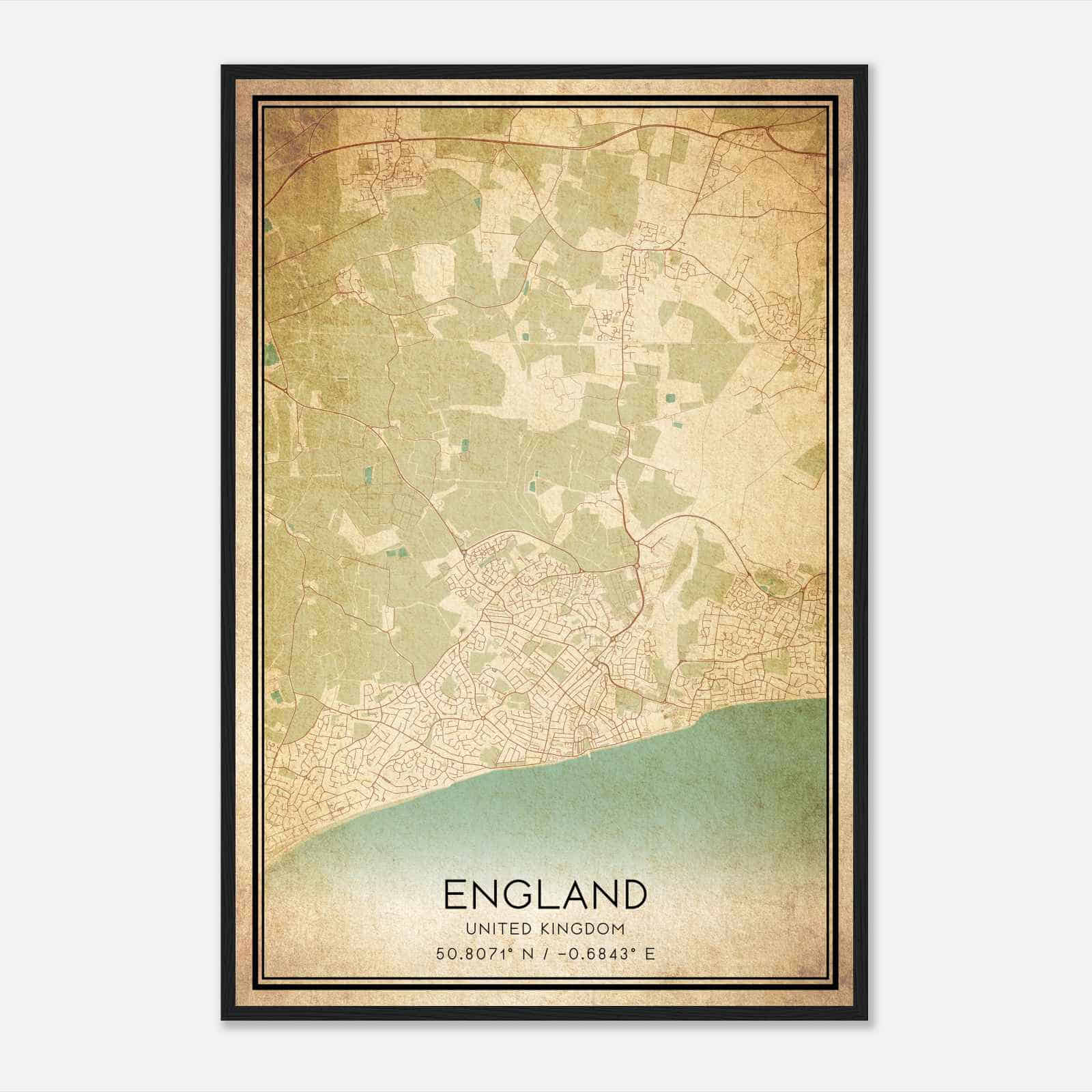 Vintage Bersted United Kingdom Map Poster, Bersted City Road Wall Art Print