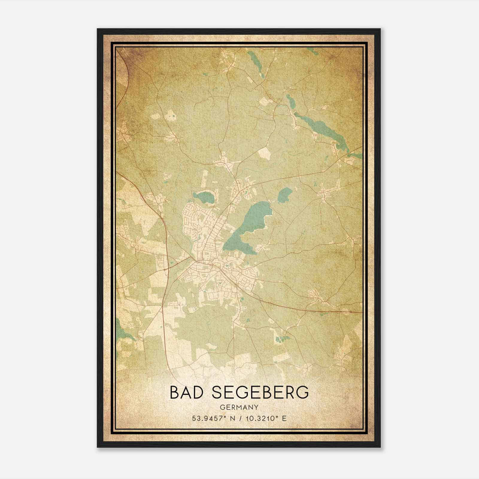 Vintage Bad Segeberg Germany Map Poster, Bad Segeberg City Road Wall Art Print
