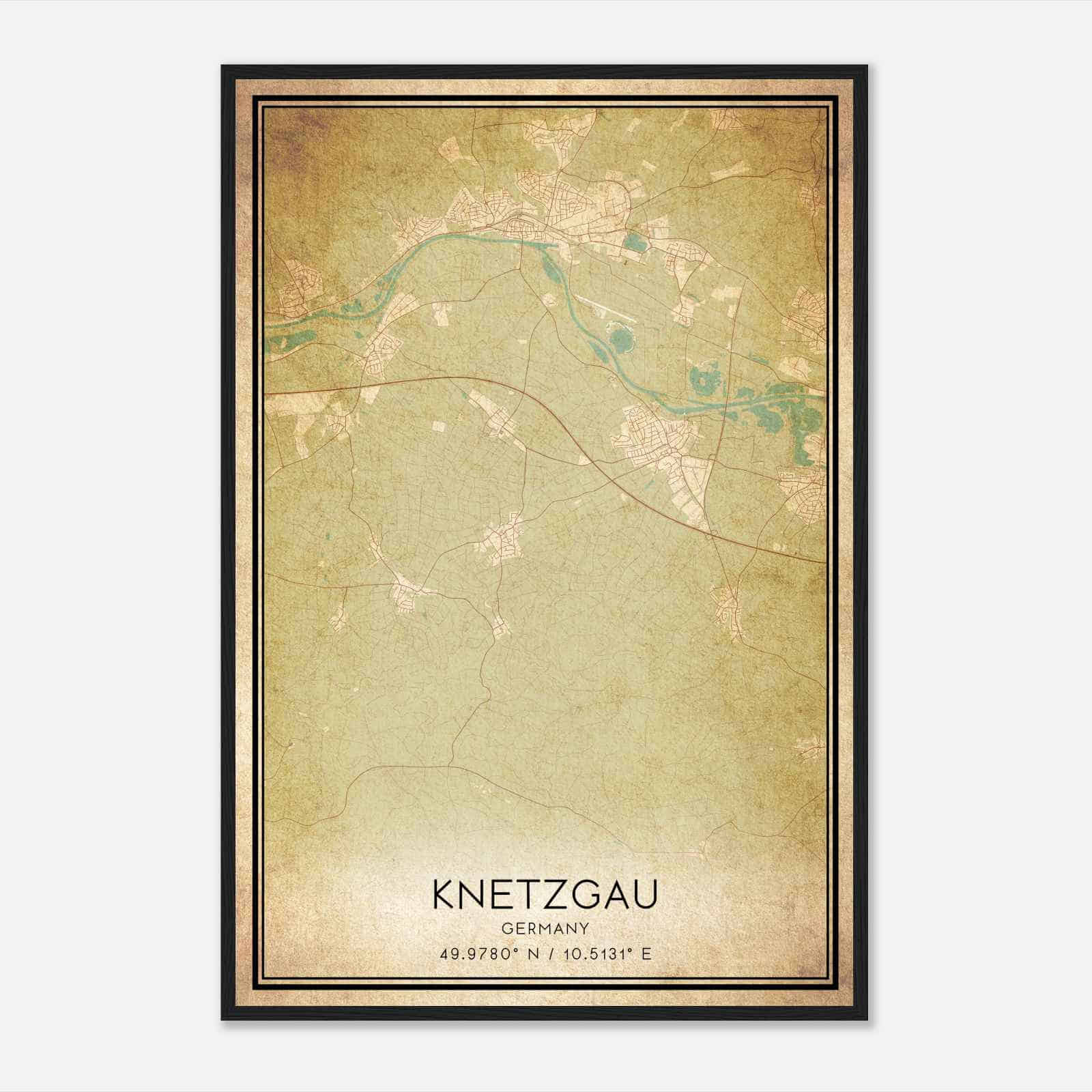 Vintage Knetzgau Germany Map Poster, Knetzgau City Road Wall Art Print