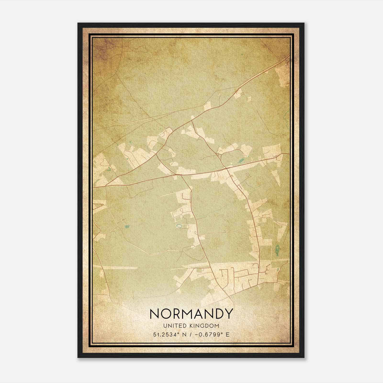 Vintage Wyke United Kingdom Map Poster, Wyke City Road Wall Art Print