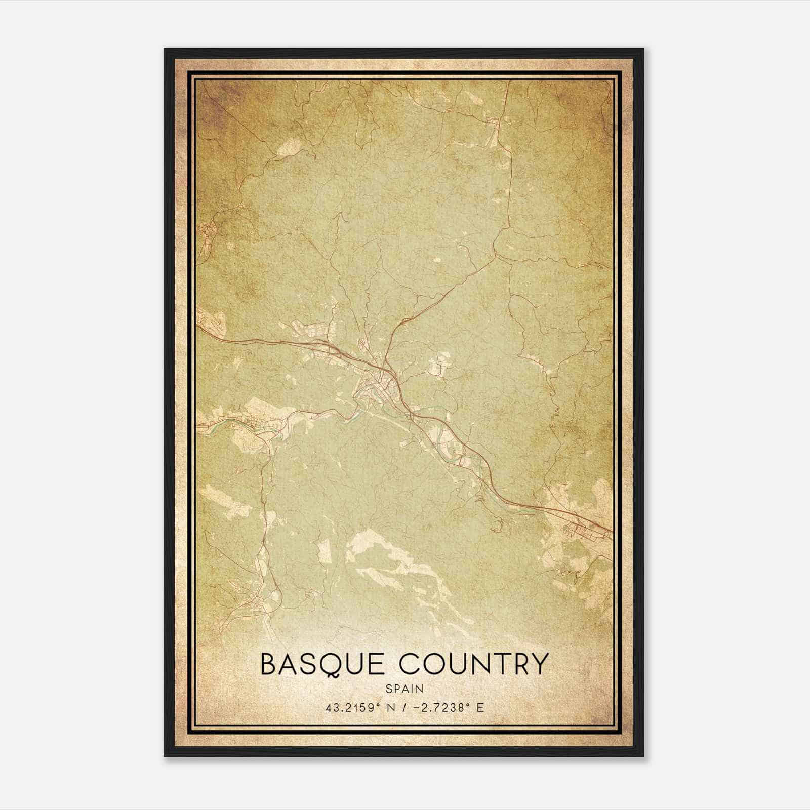 Vintage Amorebieta Spain Map Poster, Amorebieta City Road Wall Art Print