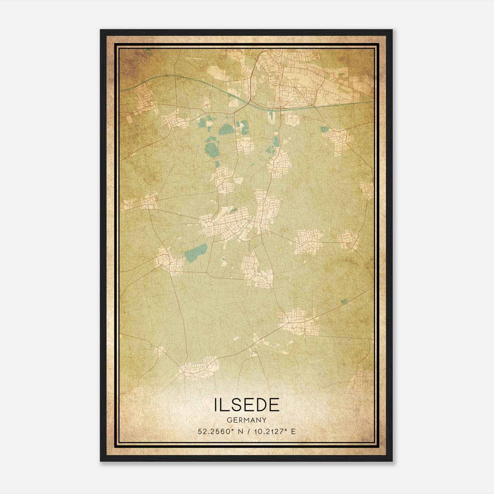 Vintage Ilsede Germany Map Poster, Ilsede City Road Wall Art Print
