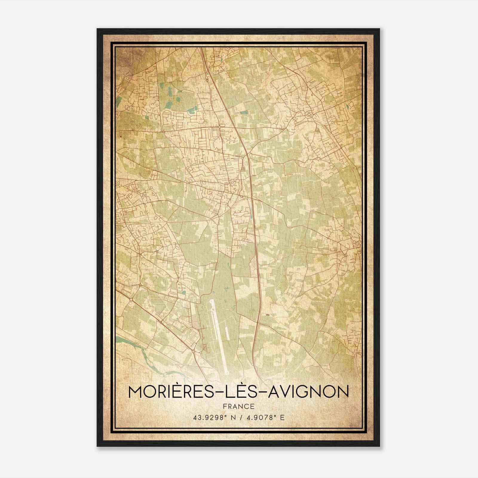 Vintage Morieres-les-Avignon France Map Poster, Morieres-les-Avignon City Road Wall Art Print