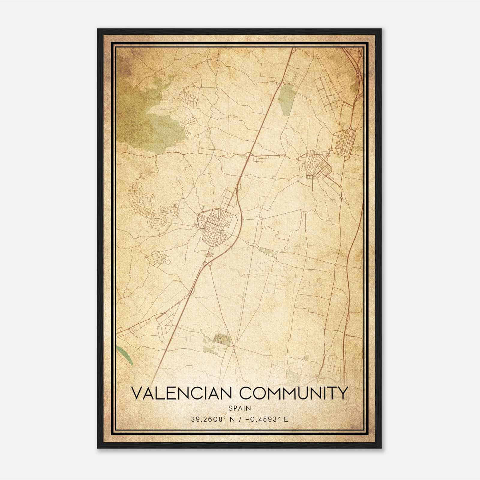 Vintage Alginet Spain Map Poster, Alginet City Road Wall Art Print