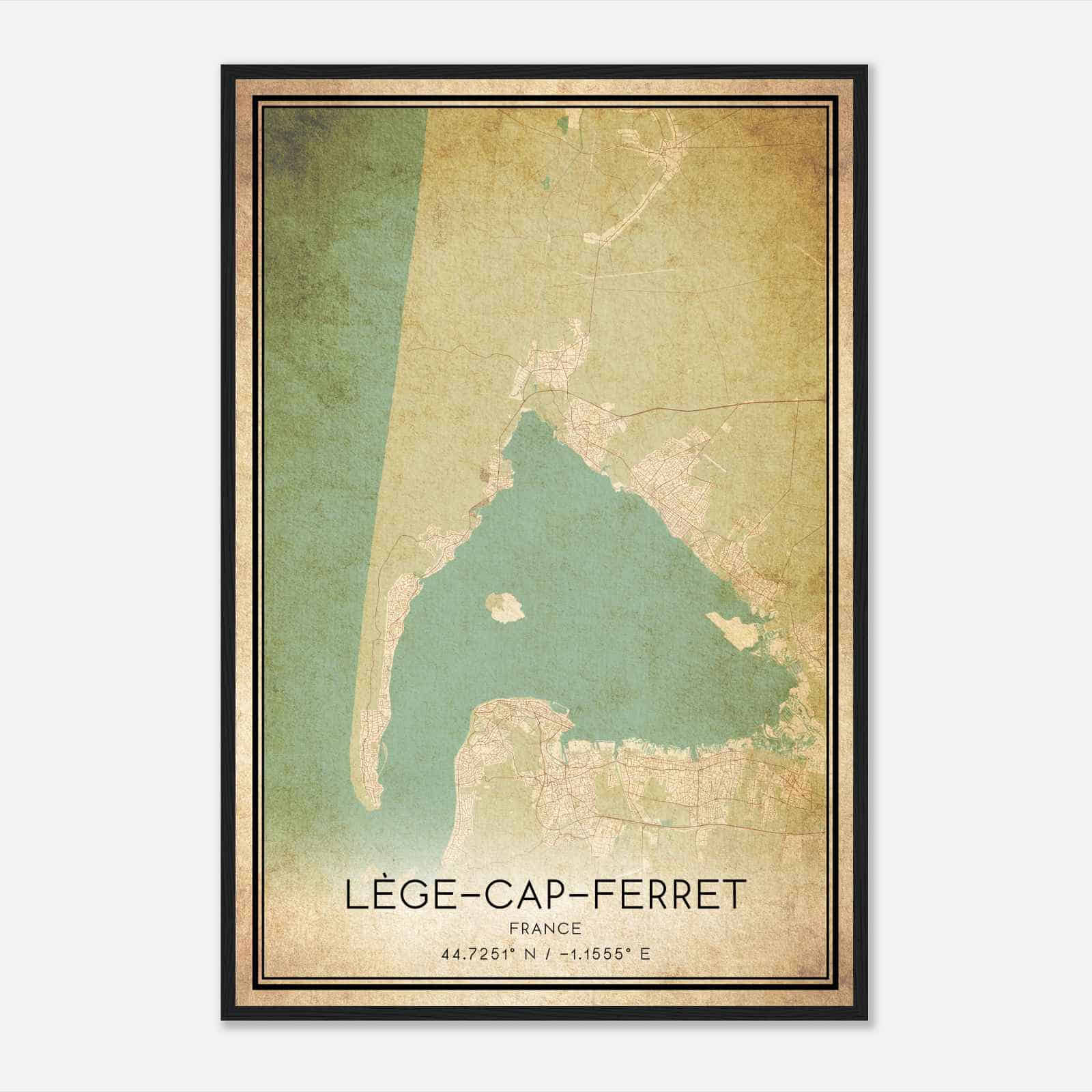 Vintage Lege-Cap-Ferret France Map Poster, Lege-Cap-Ferret City Road Wall Art Print