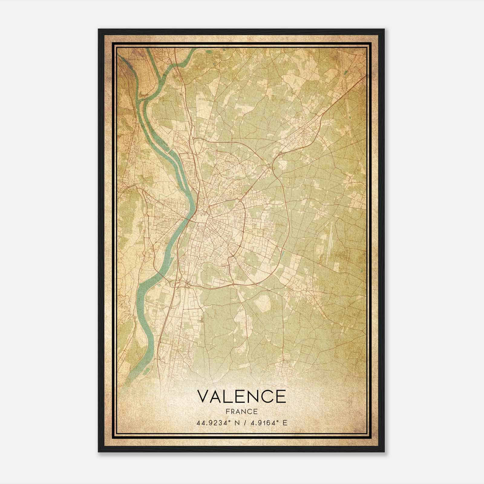 Vintage Valence France Map Poster, Valence City Road Wall Art Print