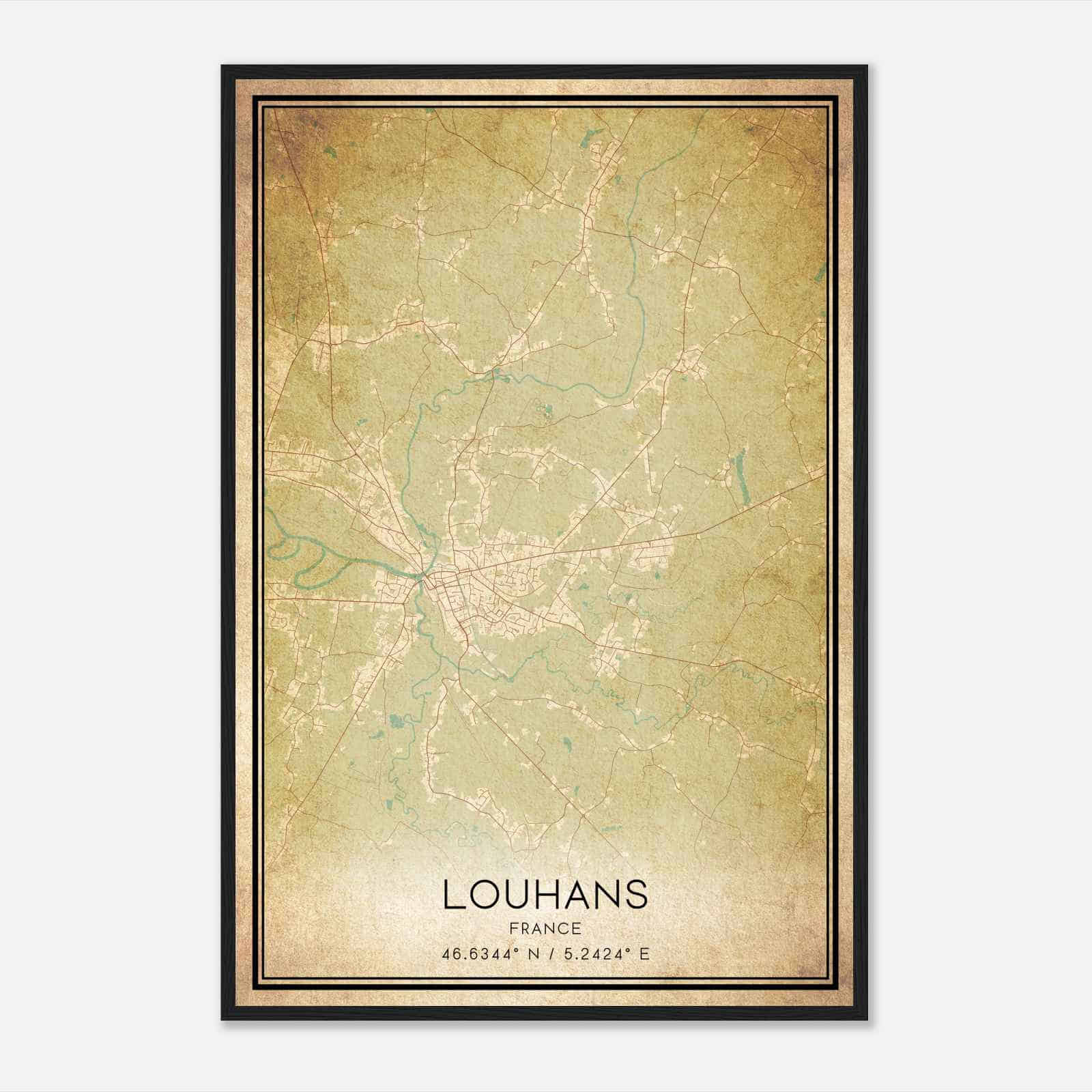 Vintage Louhans France Map Poster, Louhans City Road Wall Art Print Vintage Louhans France Map Poster, Louhans City Road Wall Art Print