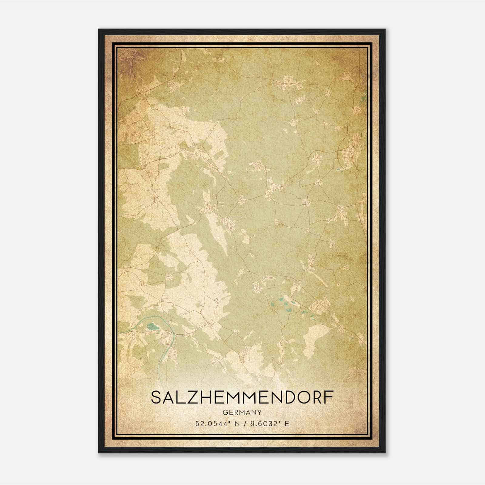 Vintage Salzhemmendorf Germany Map Poster, Salzhemmendorf City Road Wall Art Print
