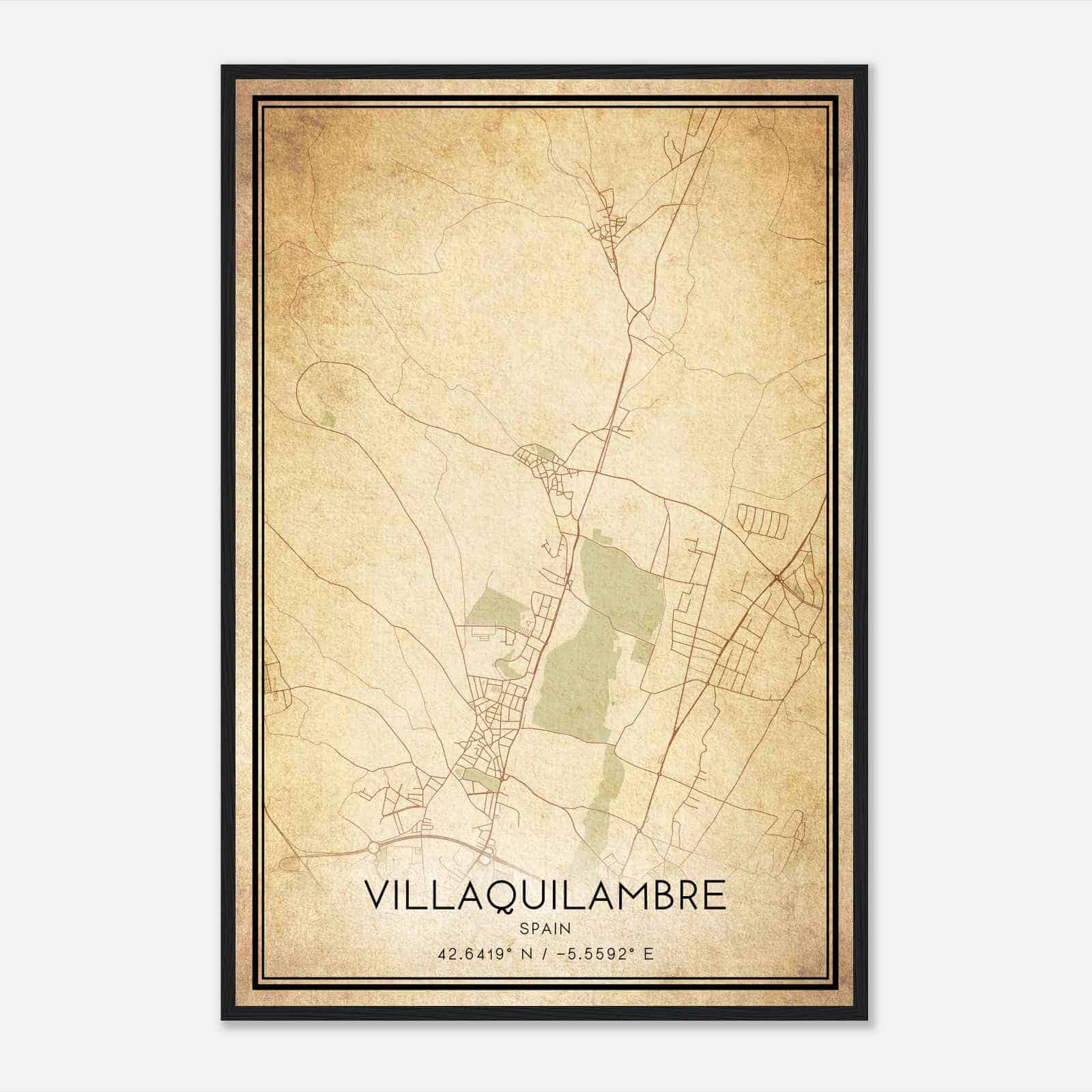 Vintage Villaquilambre Spain Map Poster, Villaquilambre City Road Wall Art Print