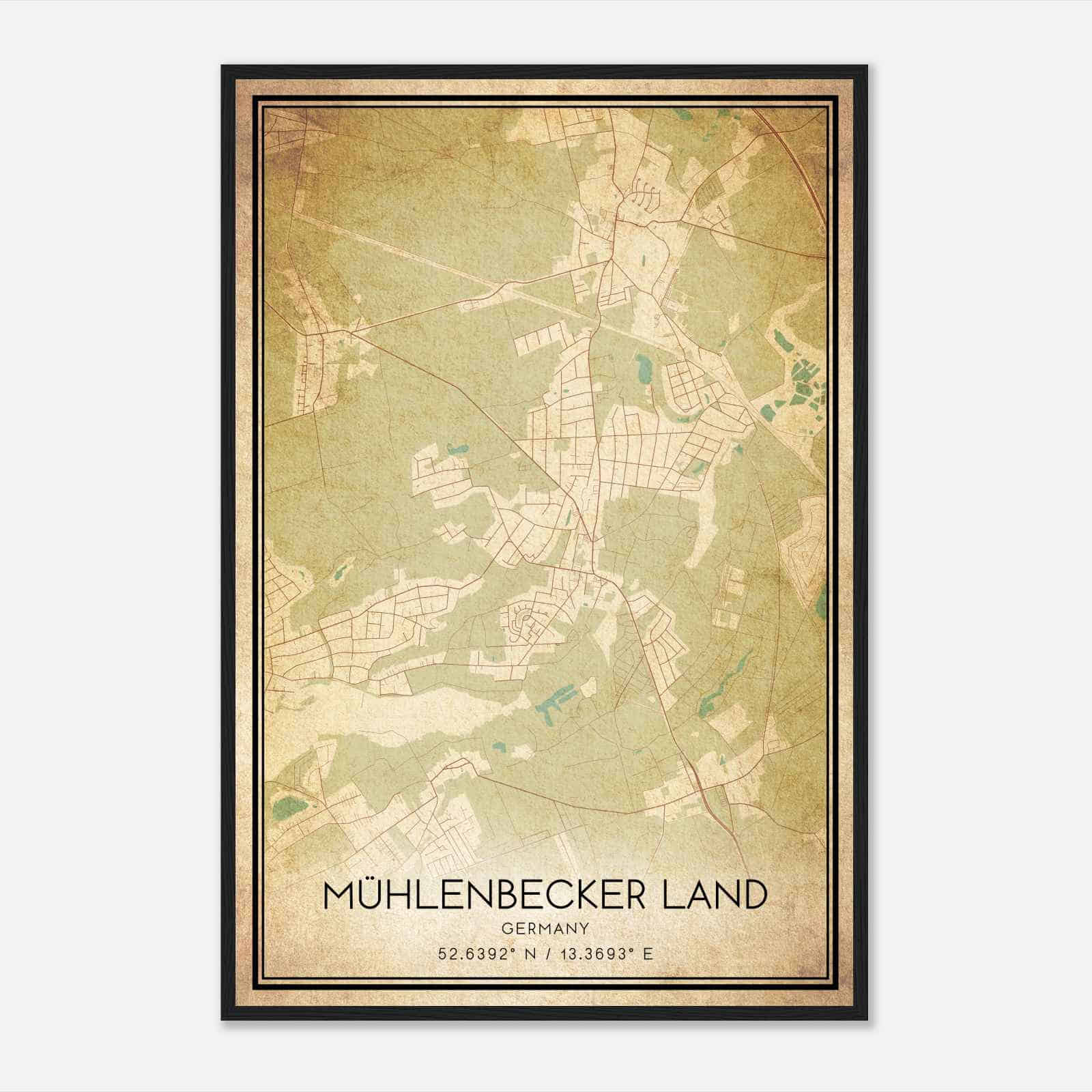 Vintage Schildow Germany Map Poster, Schildow City Road Wall Art Print
