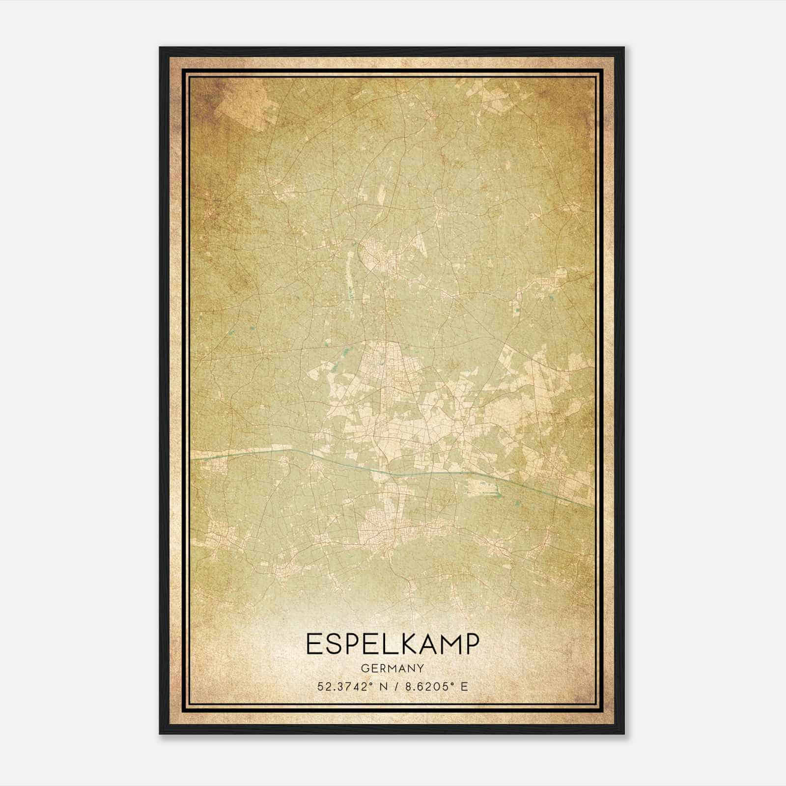 Vintage Espelkamp Germany Map Poster, Espelkamp City Road Wall Art Print