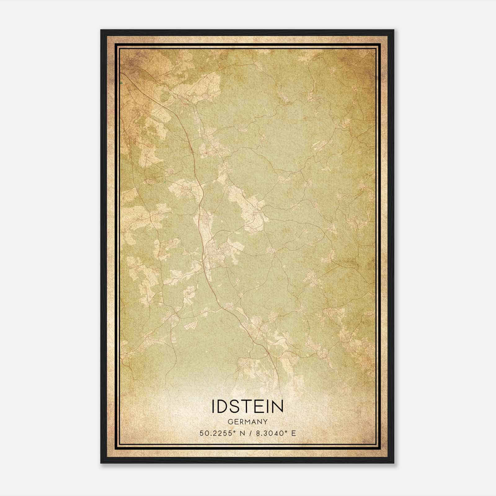 Vintage Idstein Germany Map Poster, Idstein City Road Wall Art Print