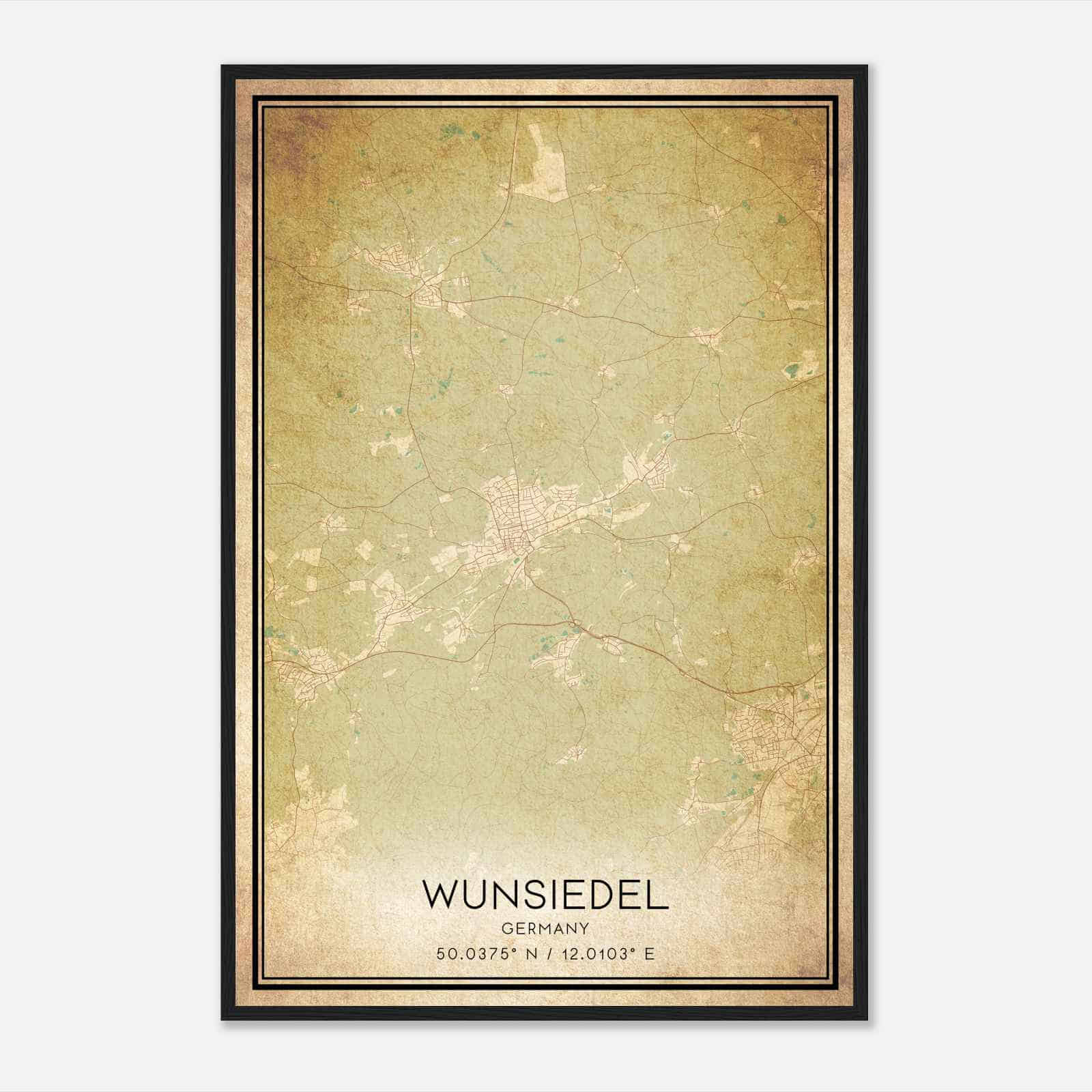Vintage Wunsiedel Germany Map Poster, Wunsiedel City Road Wall Art Print