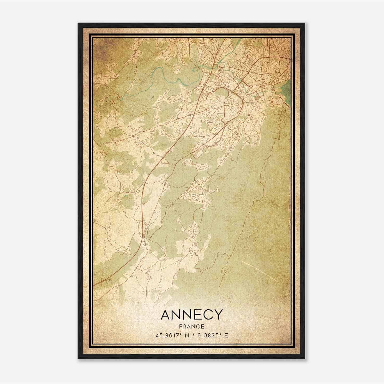 Vintage Seynod France Map Poster, Seynod City Road Wall Art Print