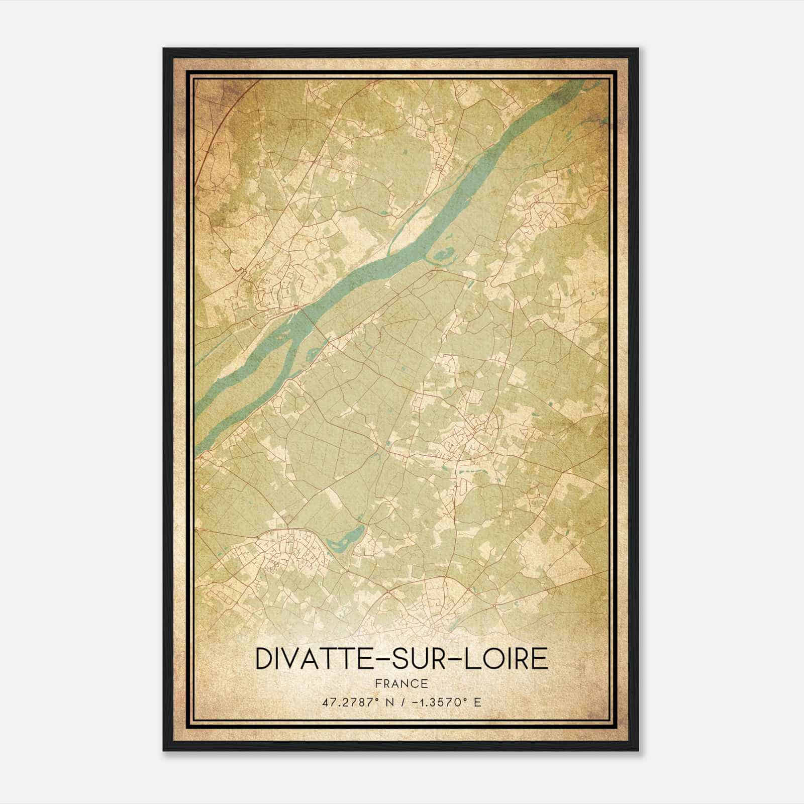 Vintage La Chapelle-Basse-Mer France Map Poster, La Chapelle-Basse-Mer City Road Wall Art Print