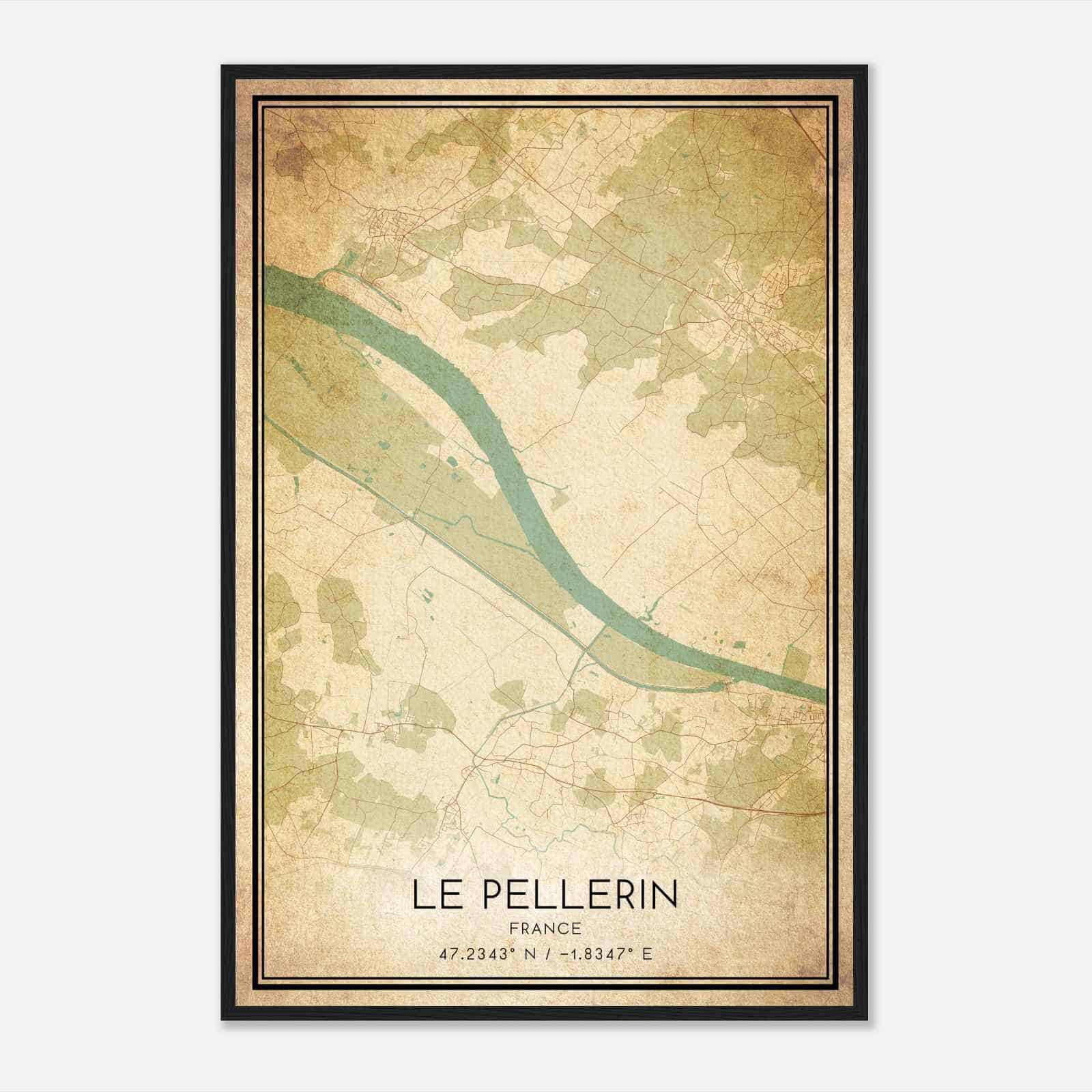 Vintage Le Pellerin France Map Poster, Le Pellerin City Road Wall Art Print