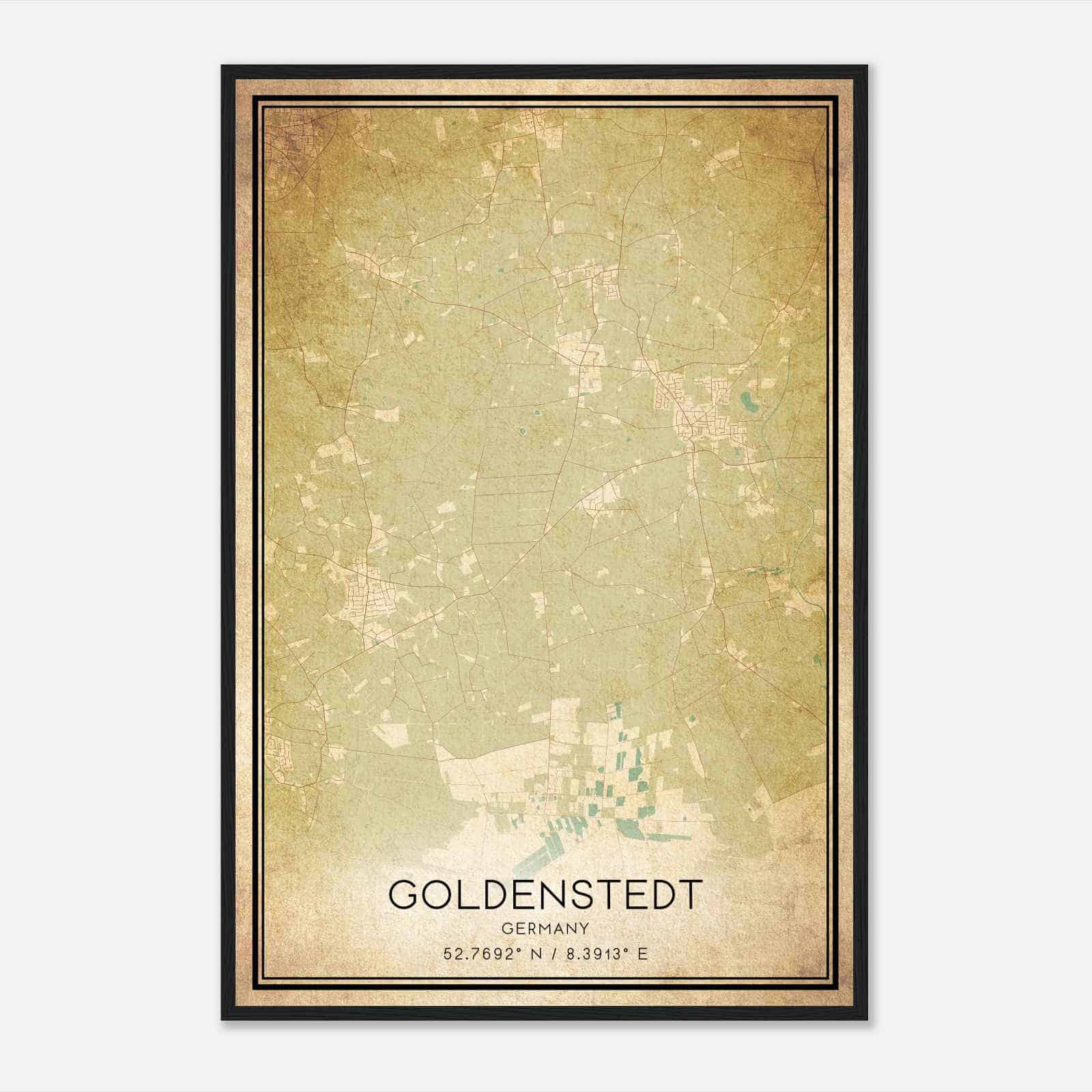 Vintage Goldenstedt Germany Map Poster, Goldenstedt City Road Wall Art Print