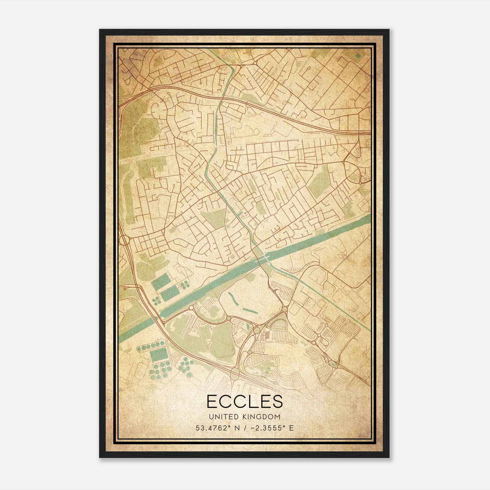 Vintage Barton upon Irwell United Kingdom Map Poster, Barton upon Irwell City Road Wall Art Print