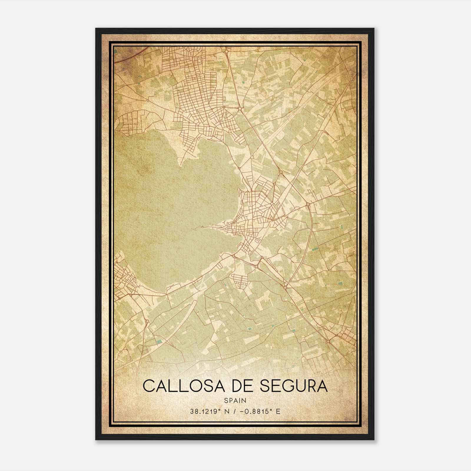 Vintage Callosa de Segura Spain Map Poster, Callosa de Segura City Road Wall Art Print