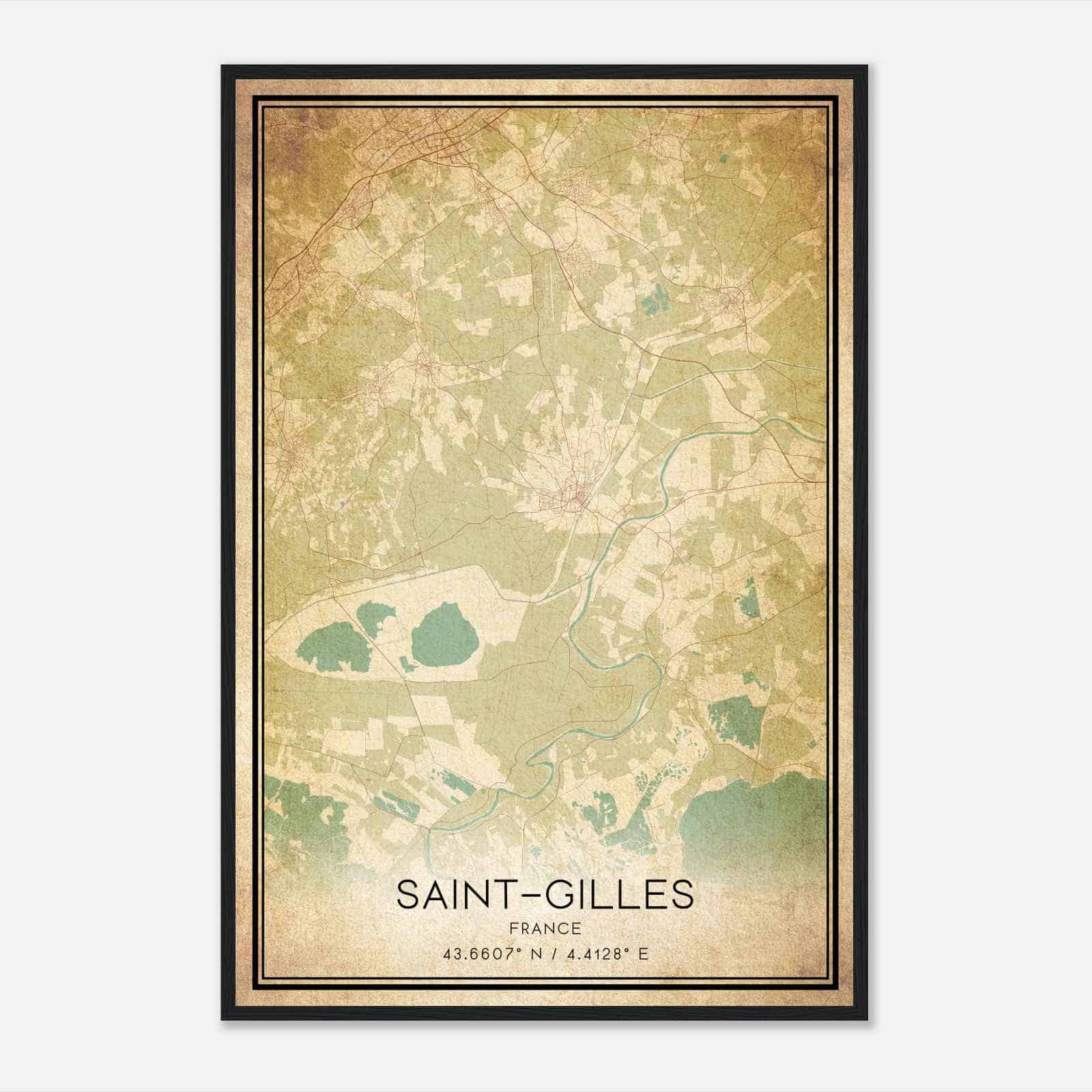 Vintage Saint-Gilles France Map Poster, Saint-Gilles City Road Wall Art Print
