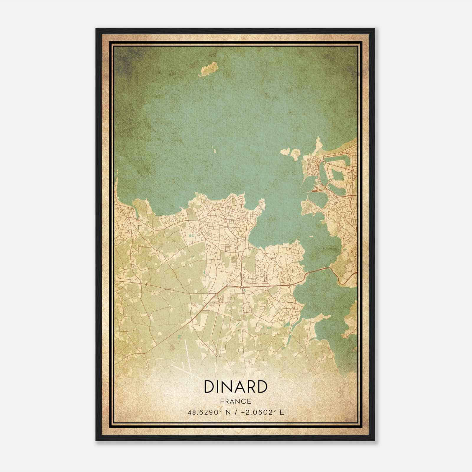Vintage Dinard France Map Poster, Dinard City Road Wall Art Print