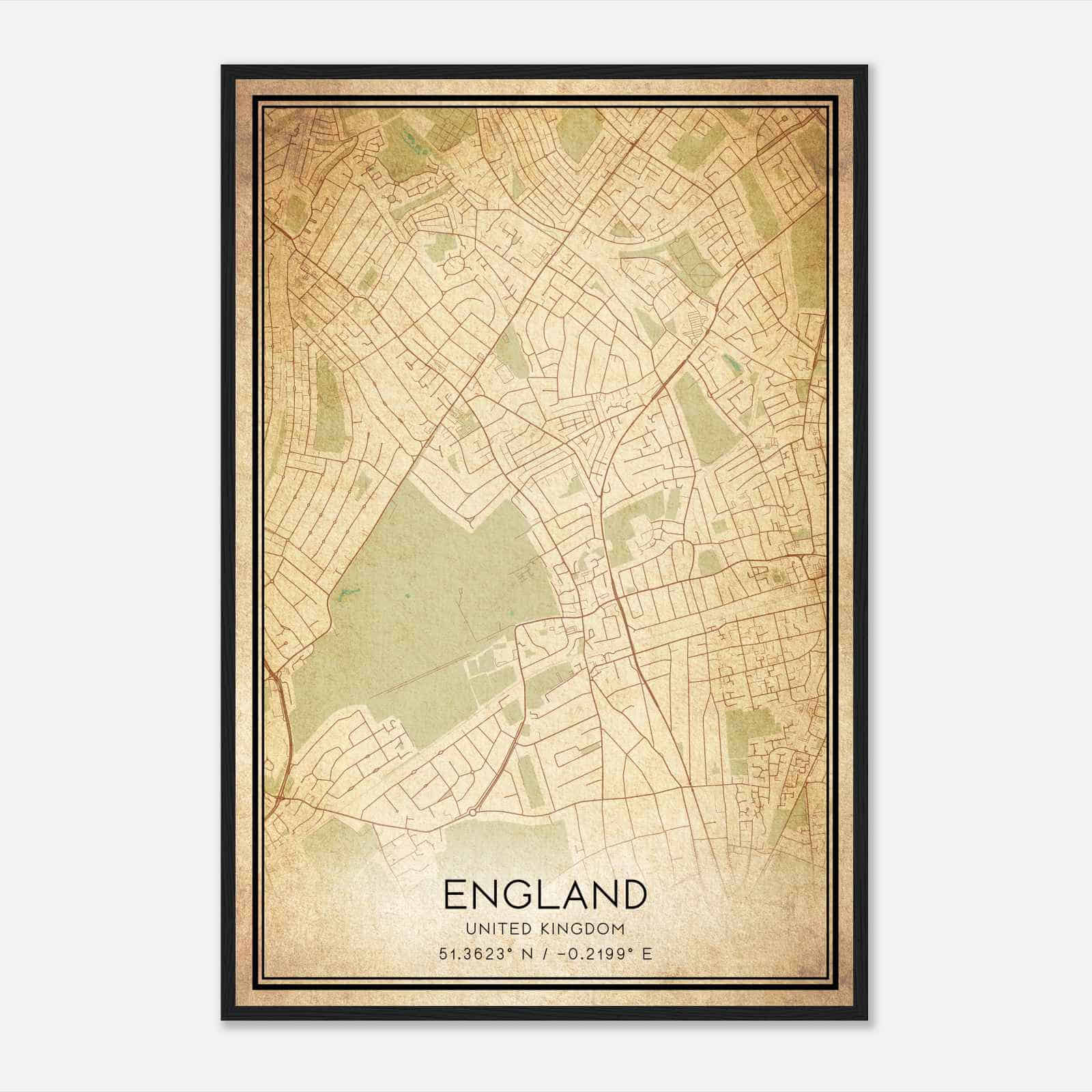 Vintage Cheam United Kingdom Map Poster, Cheam City Road Wall Art Print