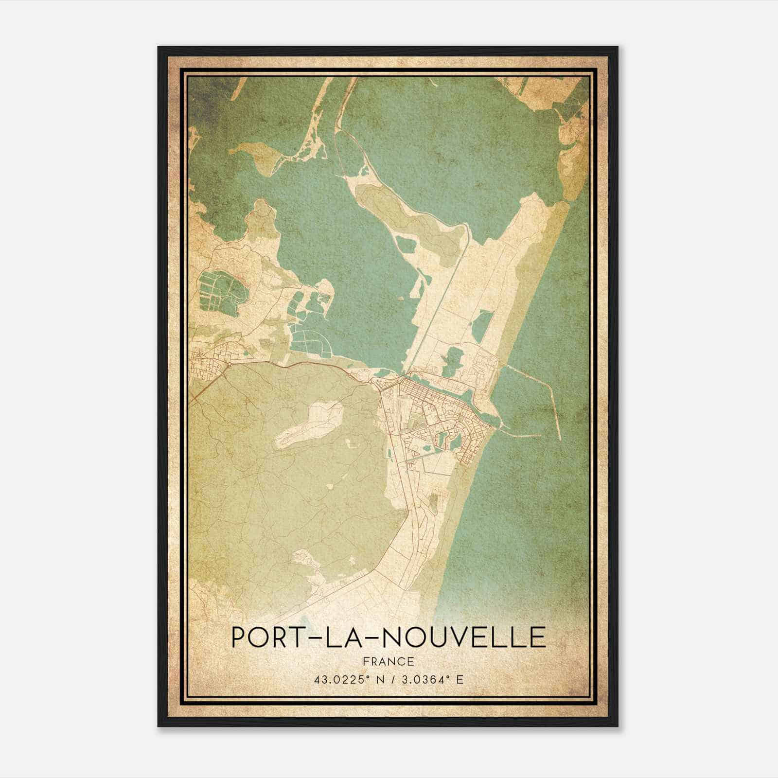 Vintage Port-la-Nouvelle France Map Poster, Port-la-Nouvelle City Road Wall Art Print