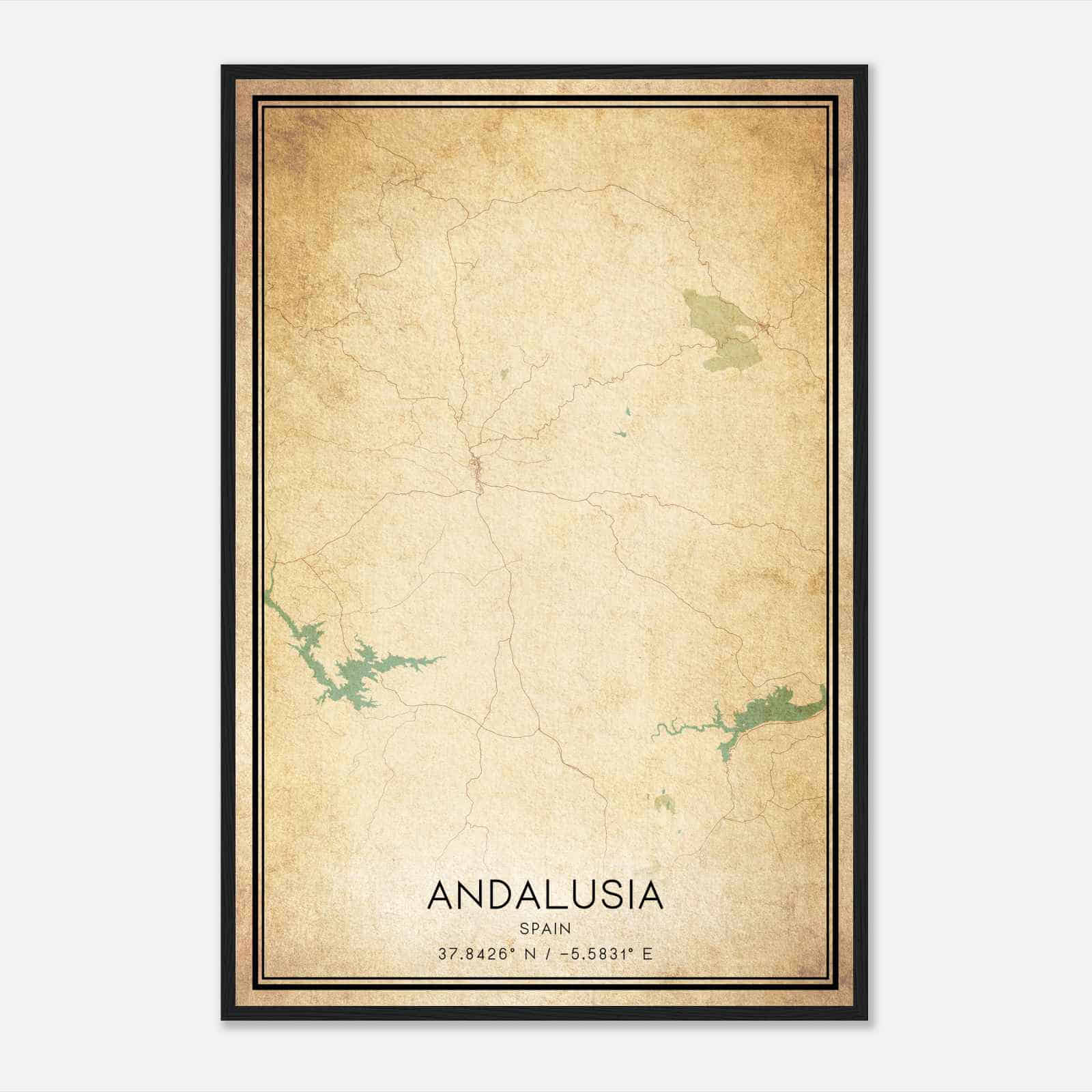 Vintage Constantina Spain Map Poster, Constantina City Road Wall Art Print