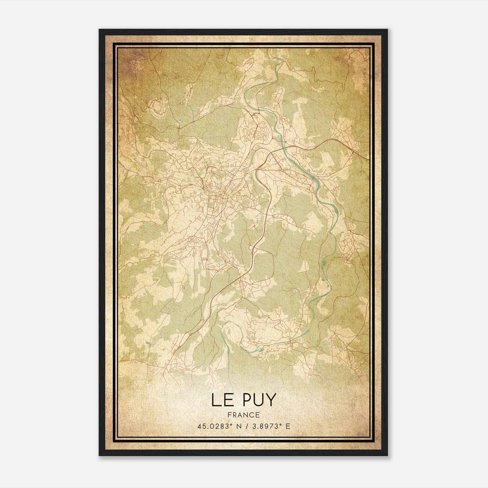 Vintage Le Puy-en-Velay France Map Poster, Le Puy-en-Velay City Road Wall Art Print