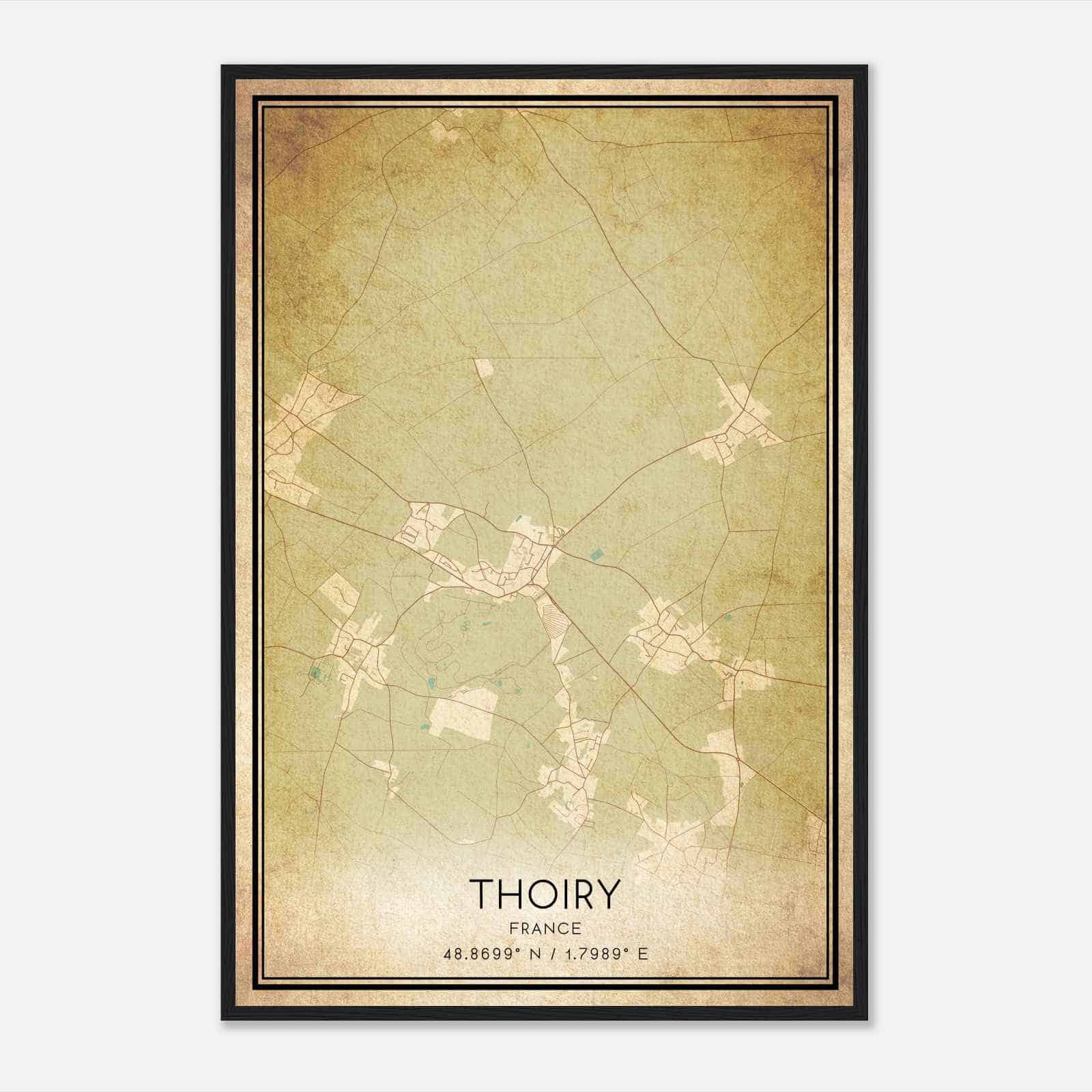 Vintage Thoiry France Map Poster, Thoiry City Road Wall Art Print
