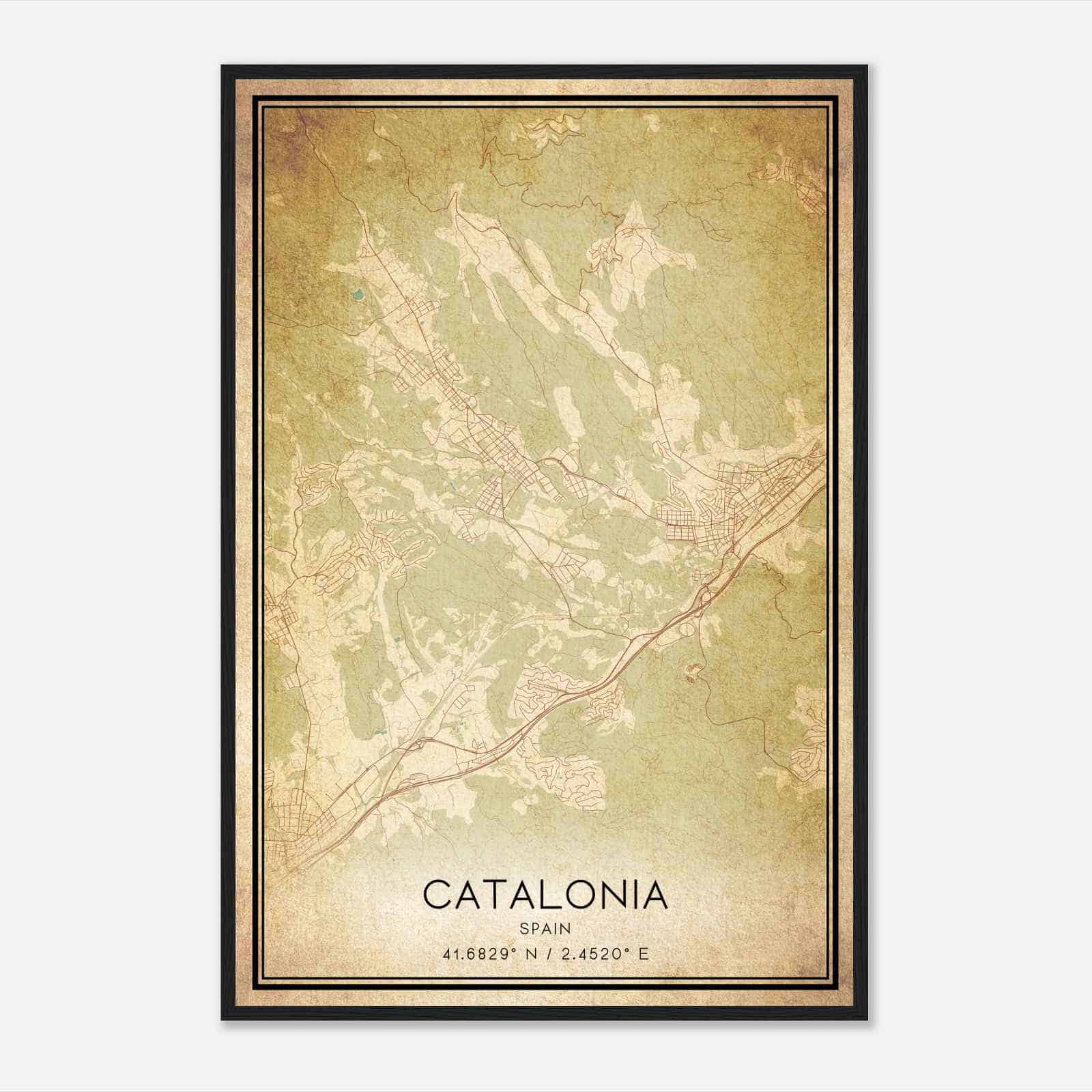 Vintage Santa Maria de Palautordera Spain Map Poster, Santa Maria de Palautordera City Road Wall Art Print