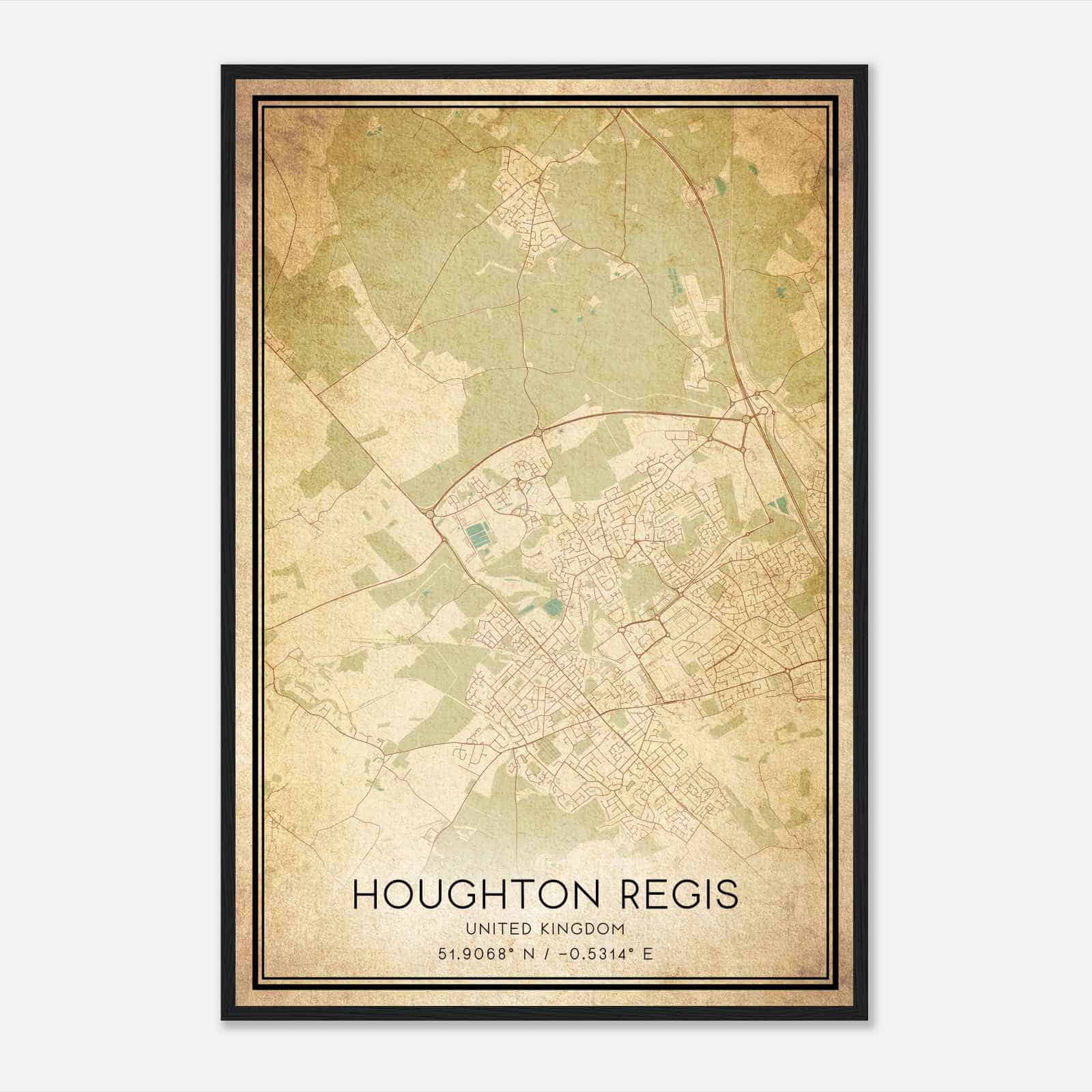Vintage Houghton Regis United Kingdom Map Poster, Houghton Regis City Road Wall Art Print Vintage Houghton Regis United Kingdom Map Poster, Houghton Regis City Road Wall Art Print