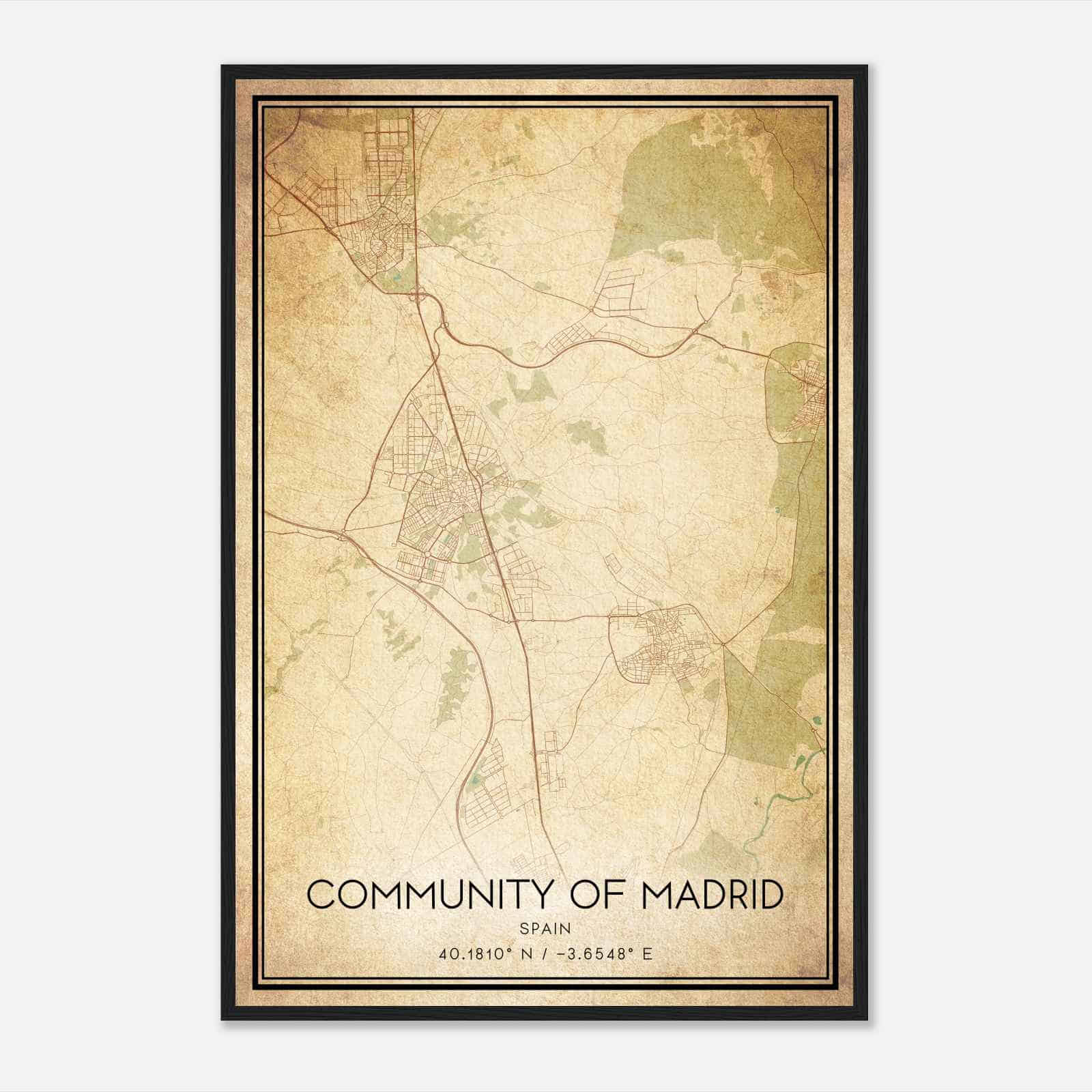 Vintage Valdemoro Spain Map Poster, Valdemoro City Road Wall Art Print