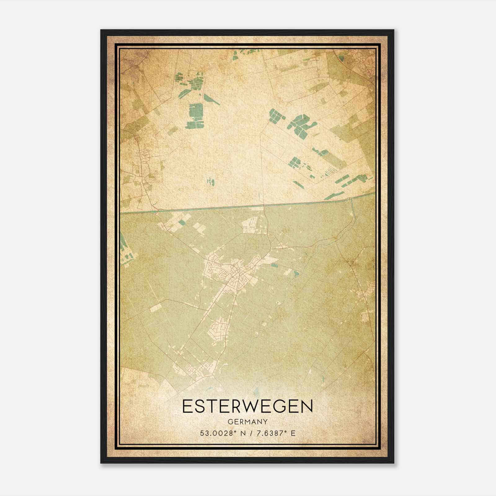 Vintage Esterwegen Germany Map Poster, Esterwegen City Road Wall Art Print