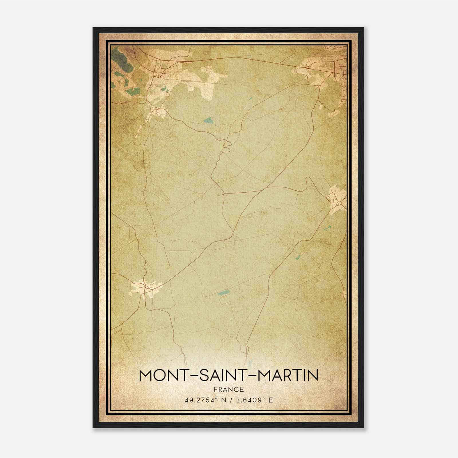 Vintage Mont-Saint-Martin France Map Poster, Mont-Saint-Martin City Road Wall Art Print