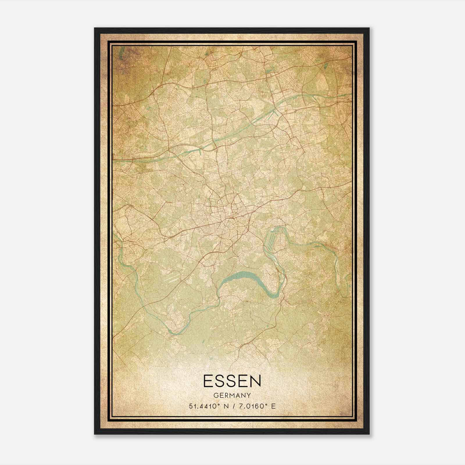 Vintage Essen Germany Map Poster, Essen City Road Wall Art Print