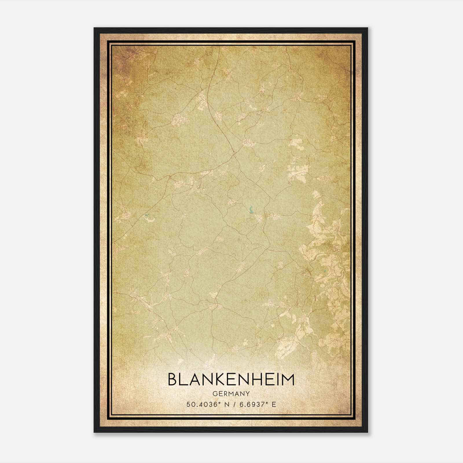 Vintage Blankenheim Germany Map Poster, Blankenheim City Road Wall Art Print