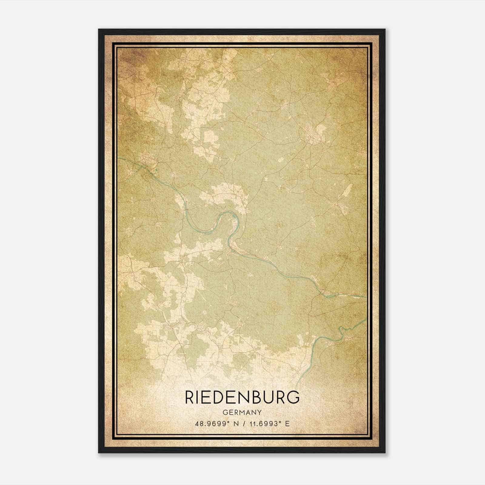 Vintage Riedenburg Germany Map Poster, Riedenburg City Road Wall Art Print